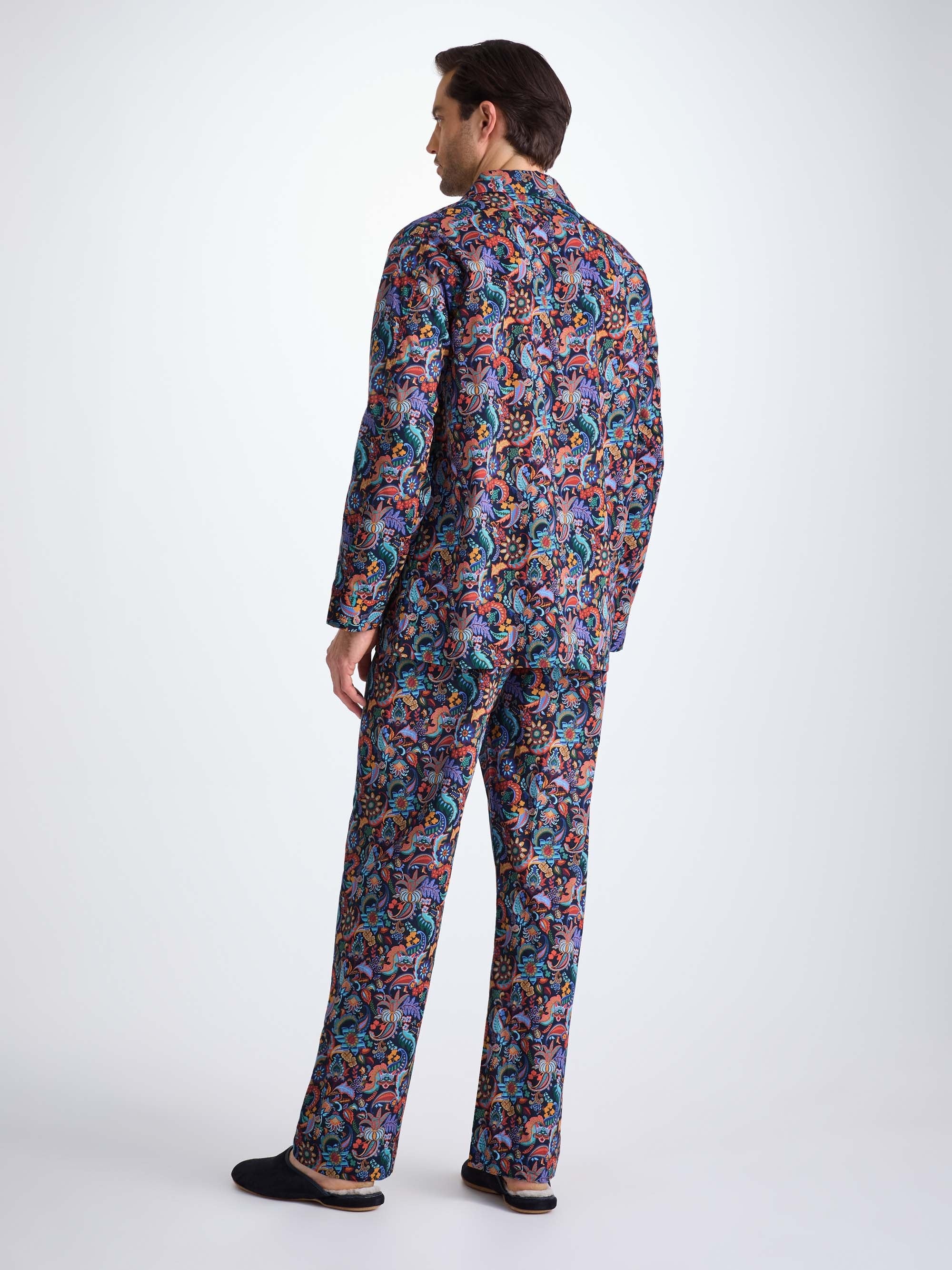 Men's Classic Fit Pyjamas Cotton Batiste Multi Jungle Paisley Print - 4