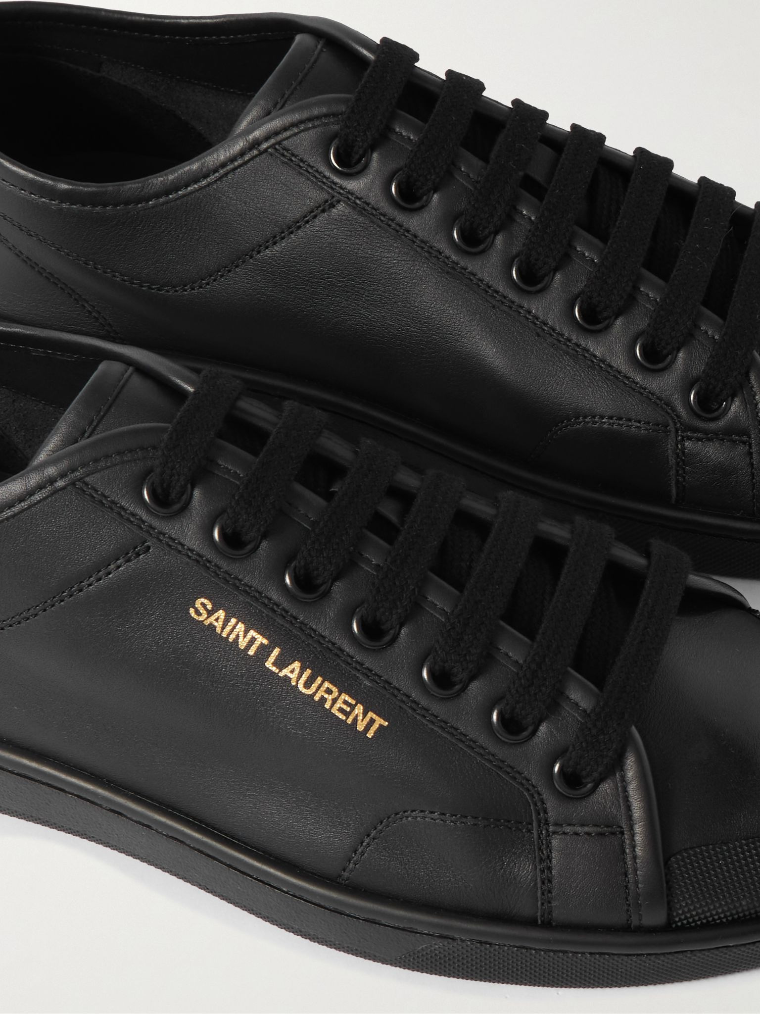 Gym Low Logo-Print Leather Sneakers Black - 5