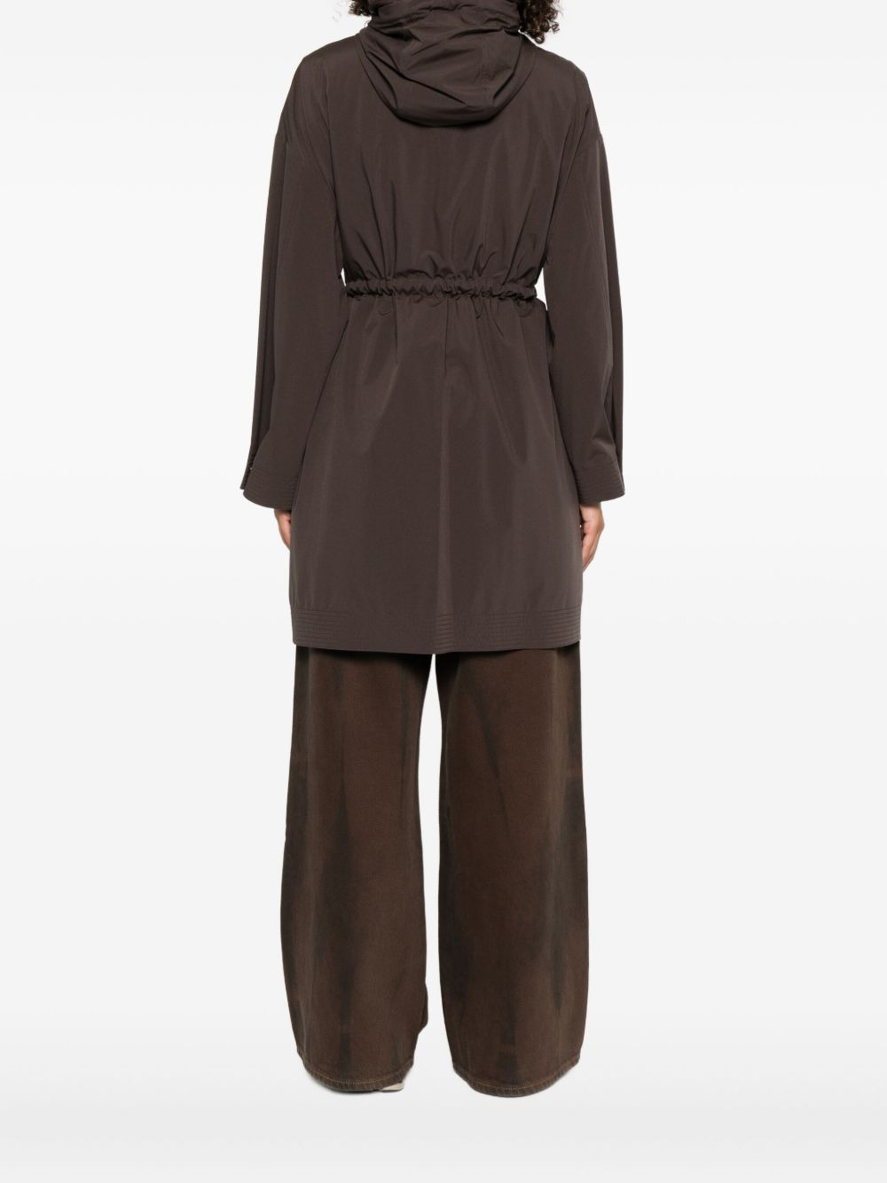 drawstring-waist hooded coat - 4
