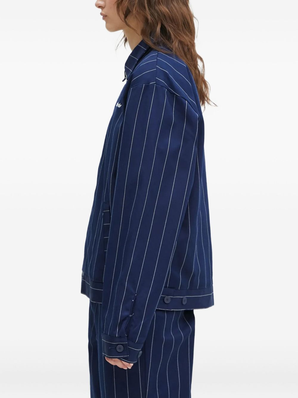 pinstripe zip-up jacket - 2