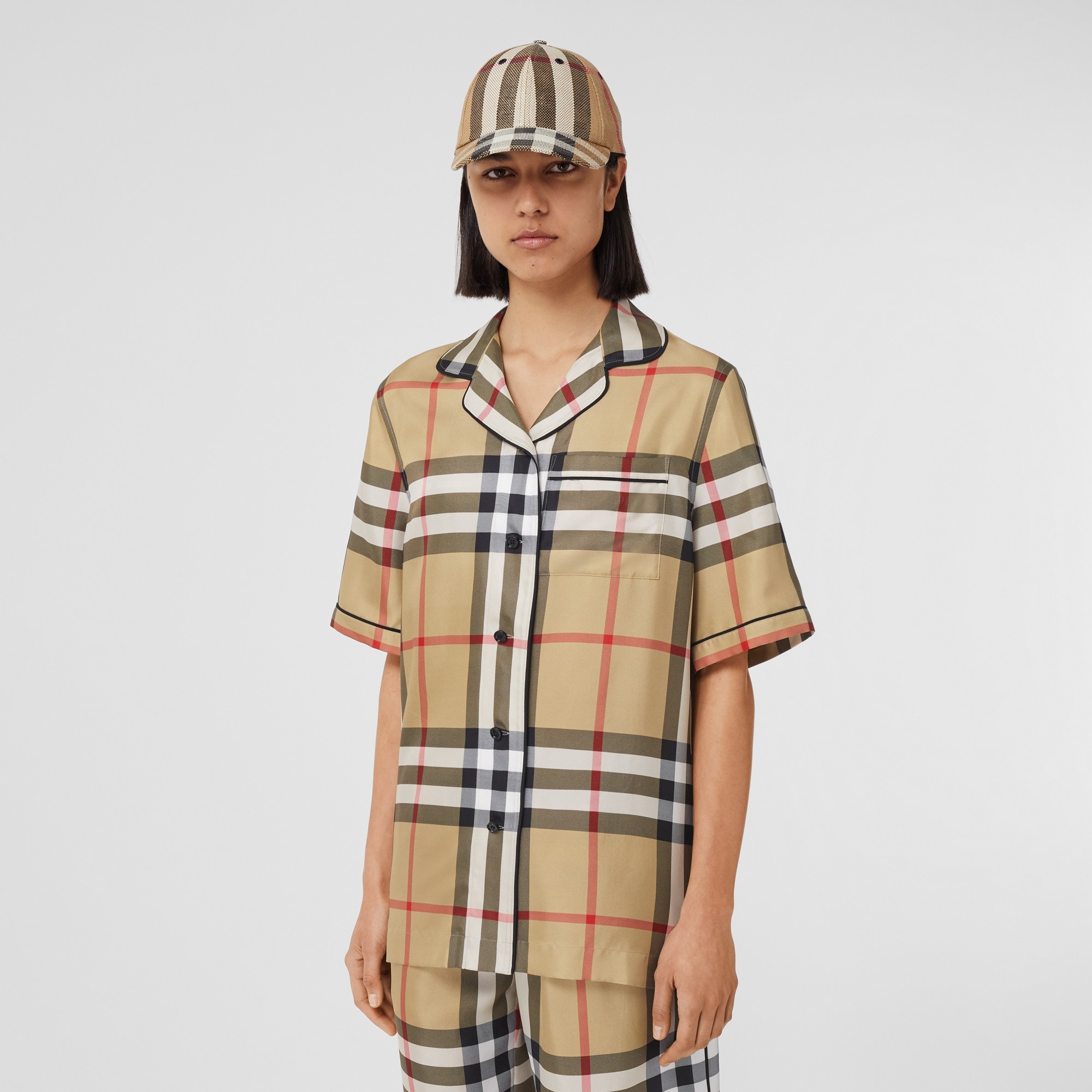 Vintage Check Silk Pyjama Shirt - 5