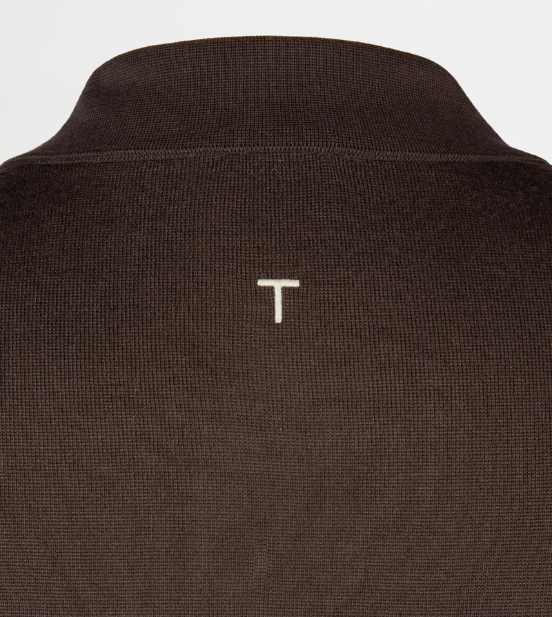 HALF-LENGTH SLEEVED POLO SHIRT IN SILK - BROWN 7