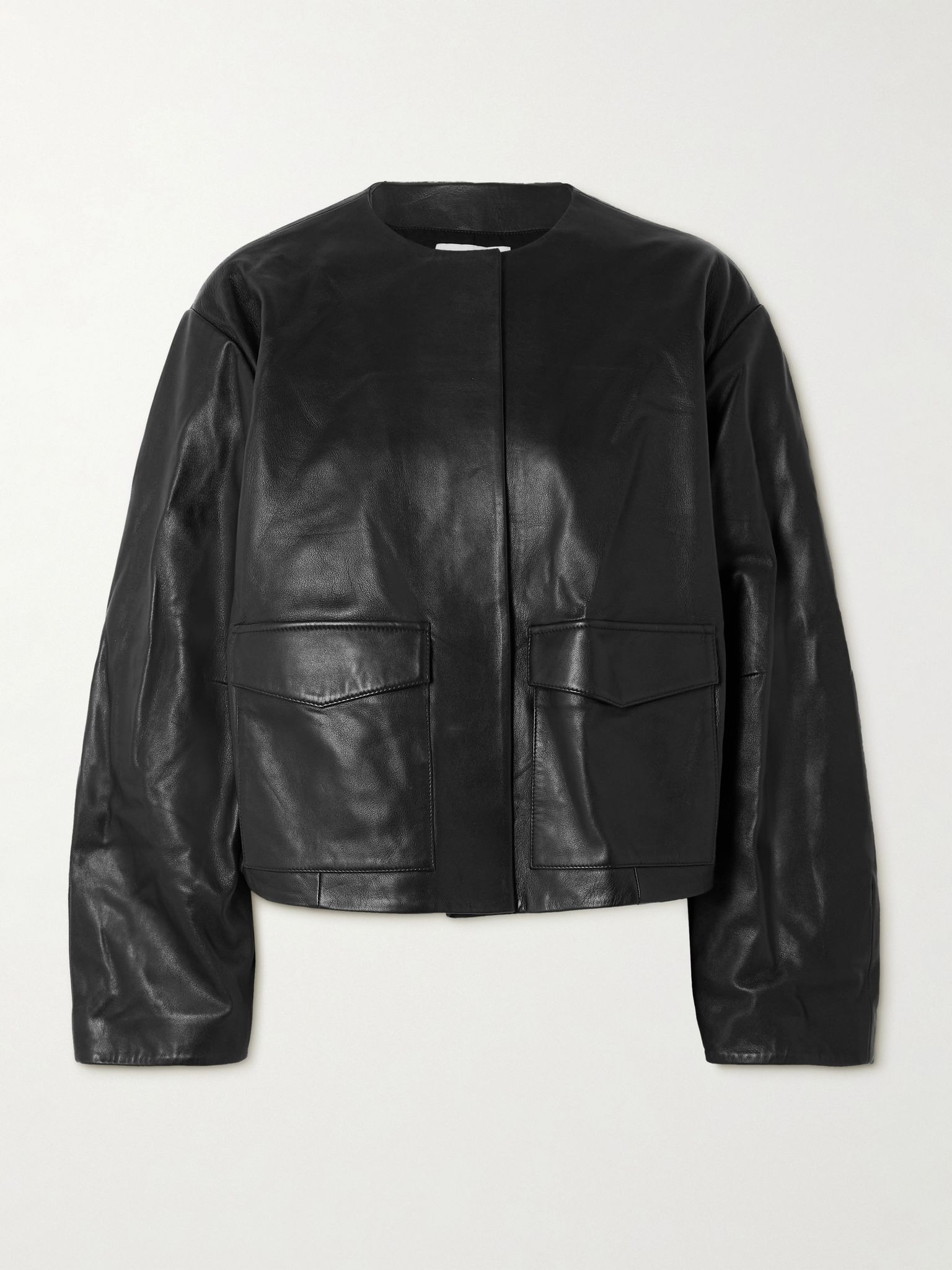 Utility Cocoon leather jacket Black - 1