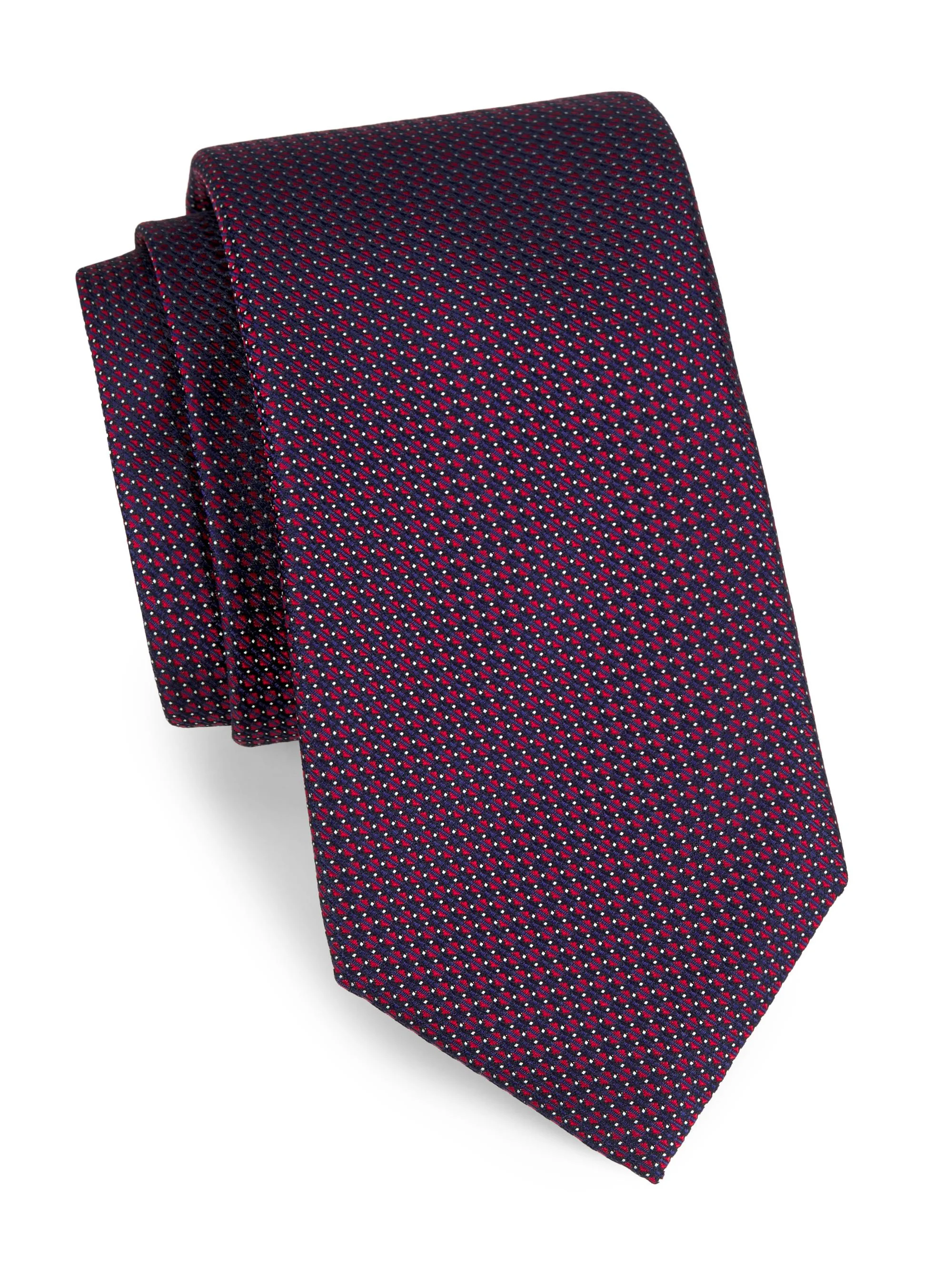 Men's Neat Silk Tie - Red - 1