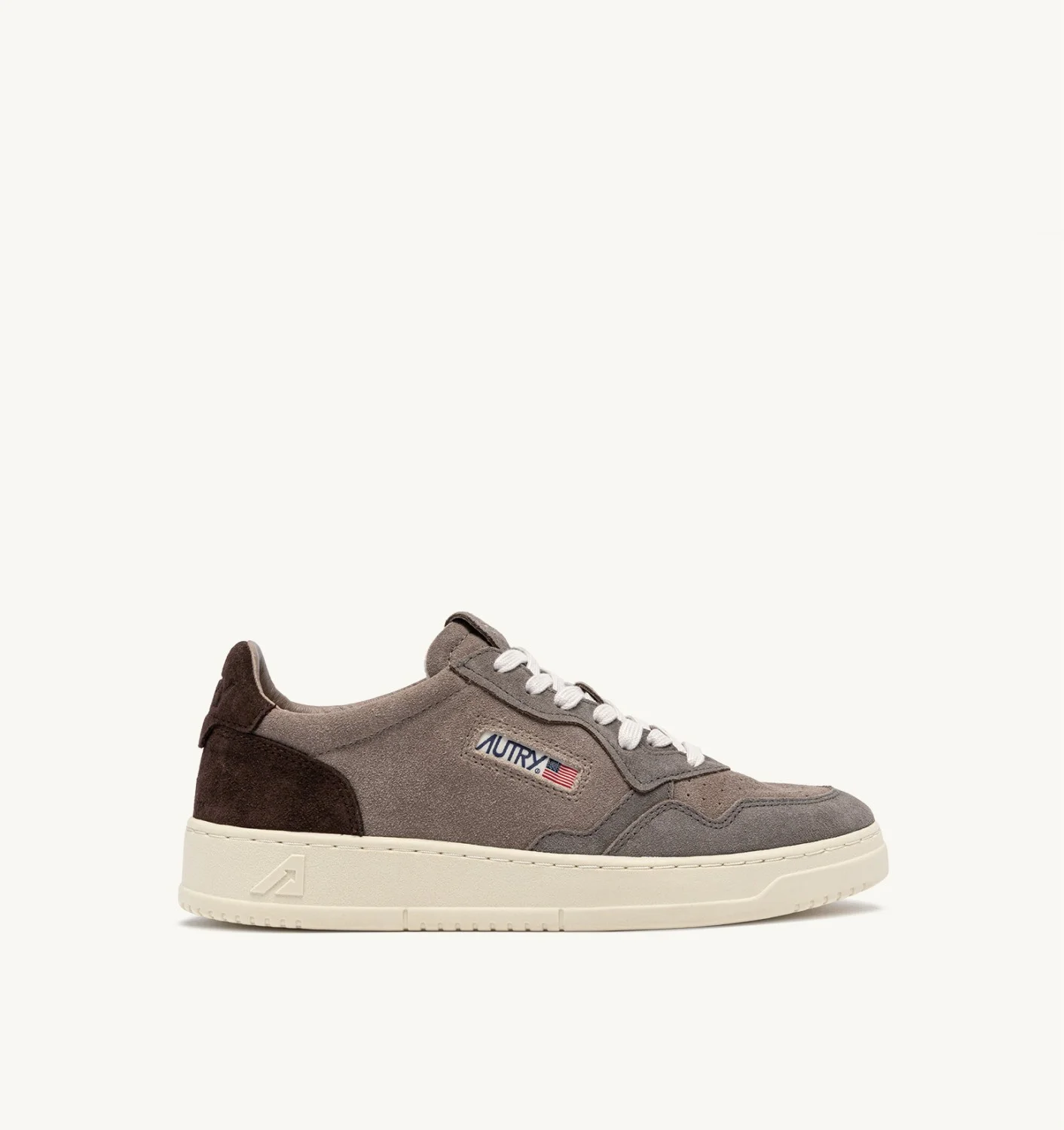 MEDALIST LOW TRICOLOR SNEAKERS IN TAUPE AND TERRACOTTA SUEDE - 1