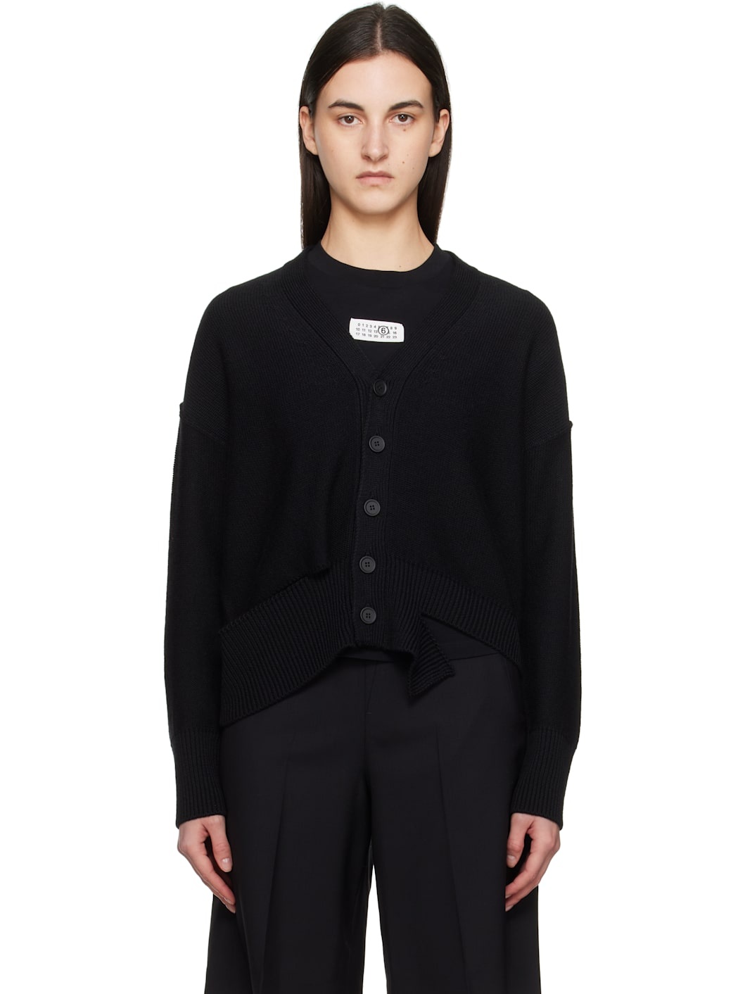 Black Boxy Ripped Cardigan - 1