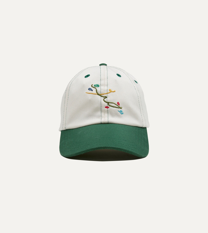 Mayumi Y. for Drake’s Ecru and Green Cotton Twill Baseball Cap 1