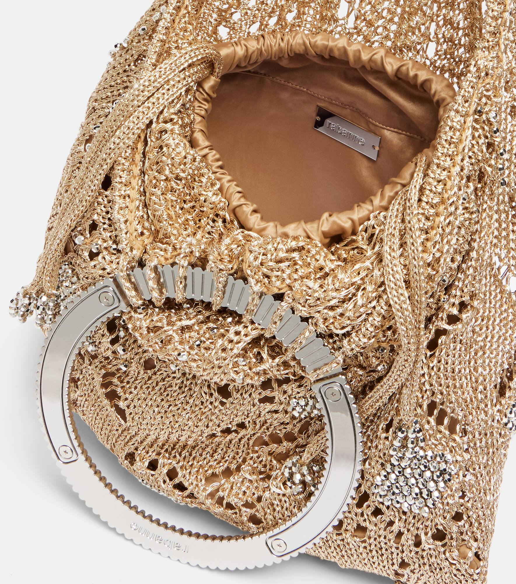 Beaded crochet lamé tote bag - 3