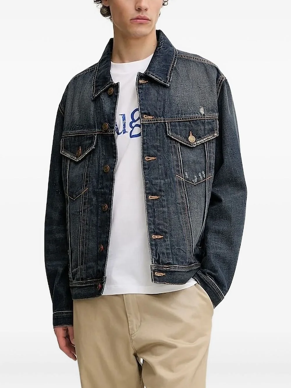 distressed denim jacket - 1