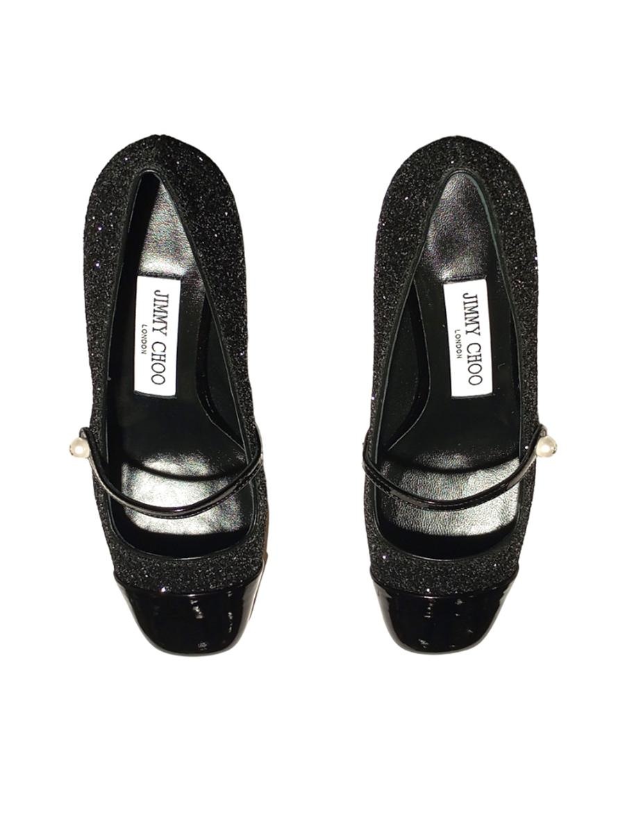 Jimmy Choo JIMMY CHOO PUMPS IN PATENT LEATHER AND LARGE BLACK GLITTER - 4