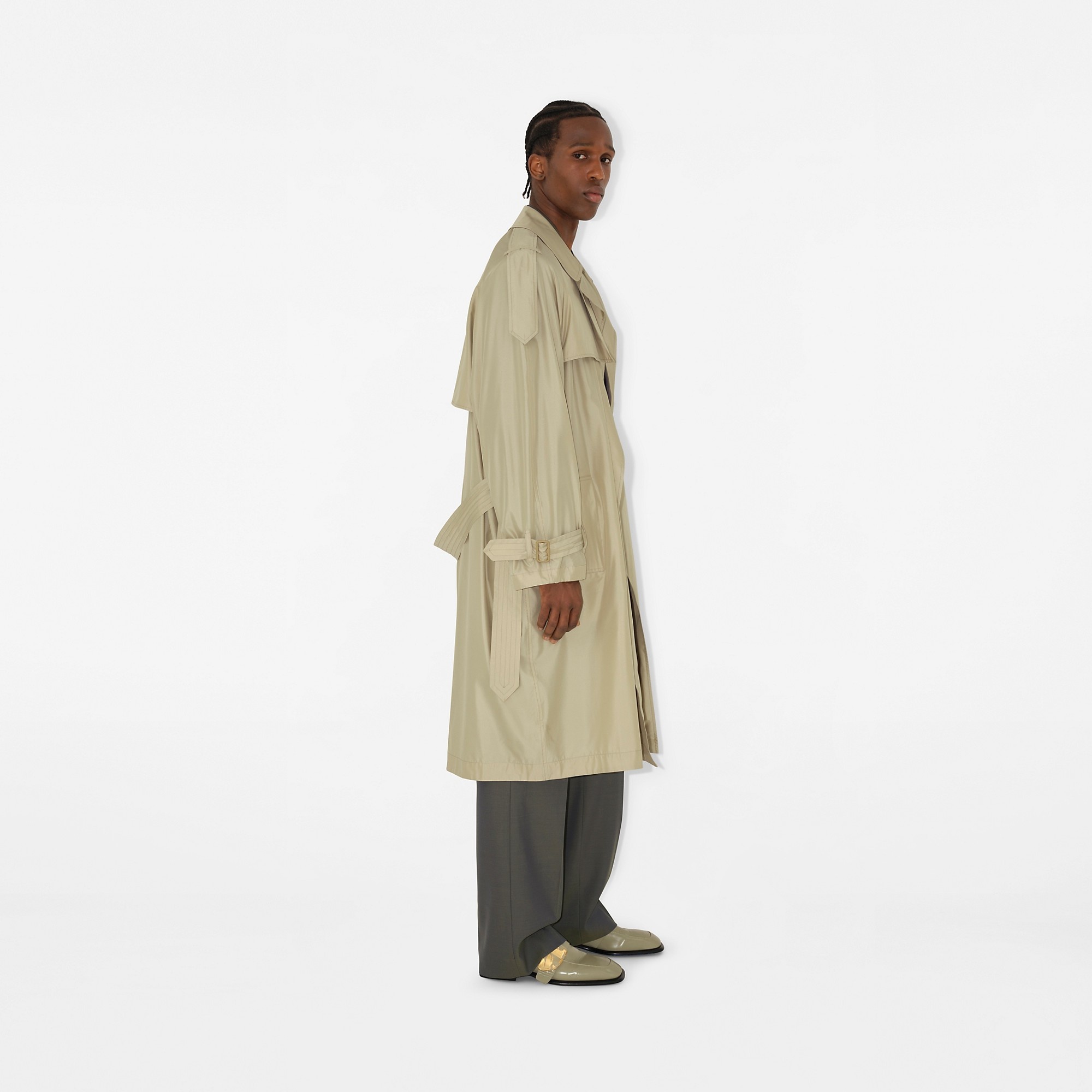 Long Silk Trench Coat - 3