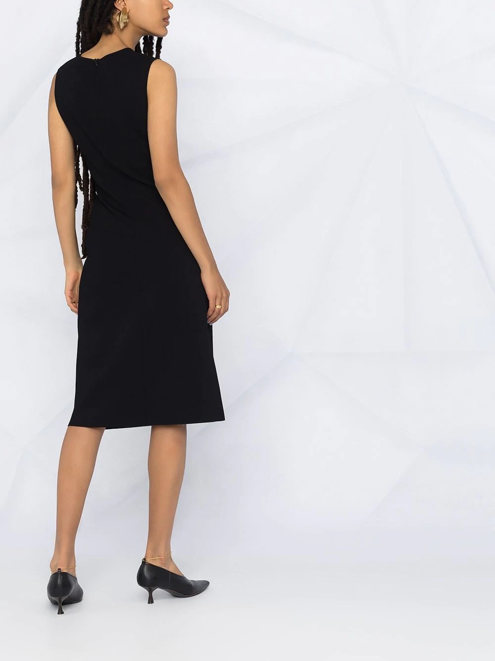 fitted black dress with twist knot detail - 6