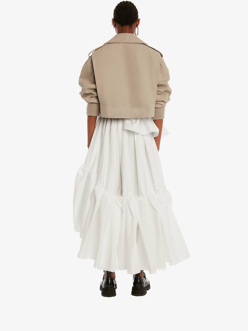 Cotton Panama Cropped Aviator Jacket in Stone - 4