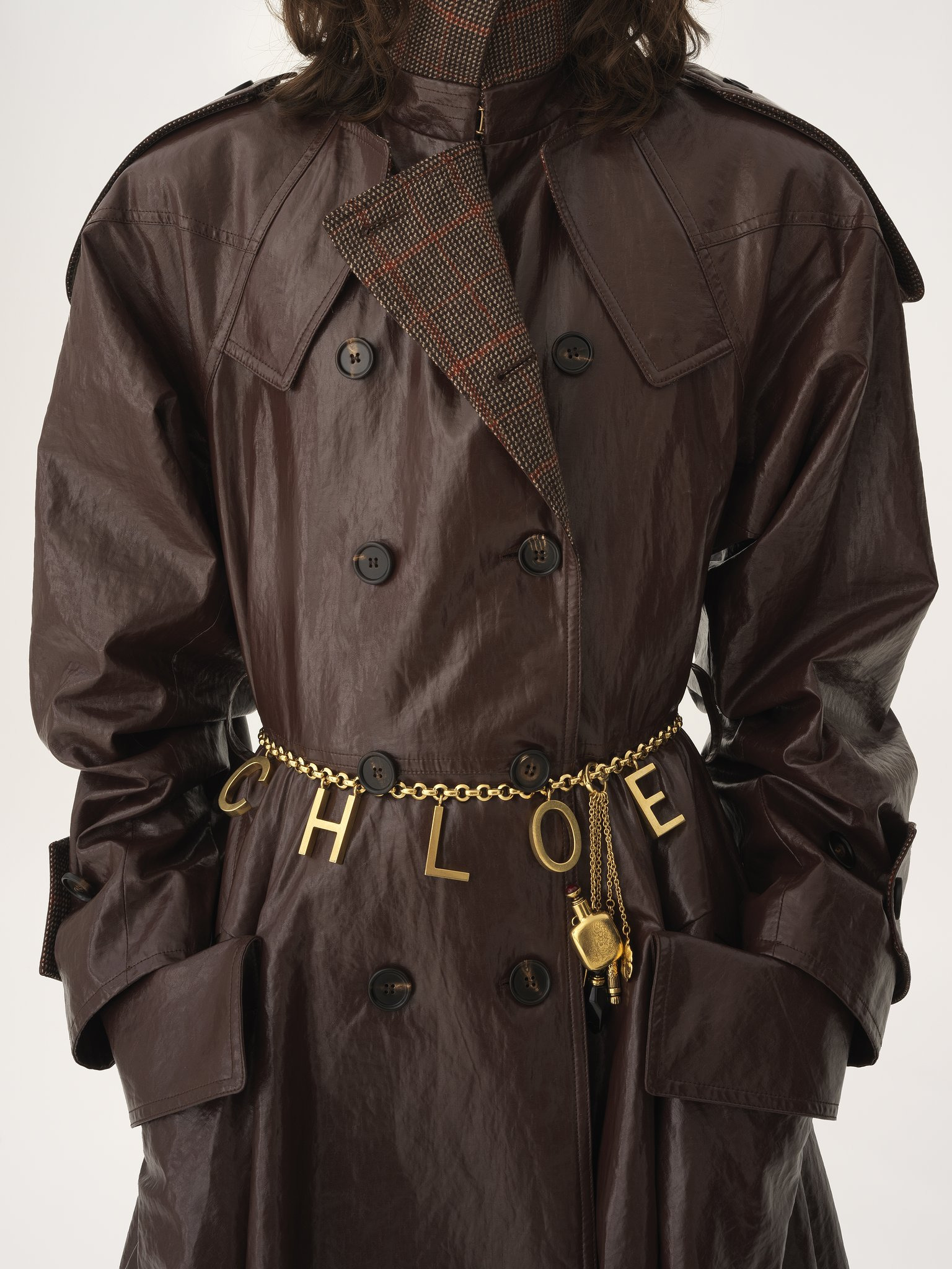 DOUBLE-BREASTED LONG RIDING COAT IN COATED LINEN - 7