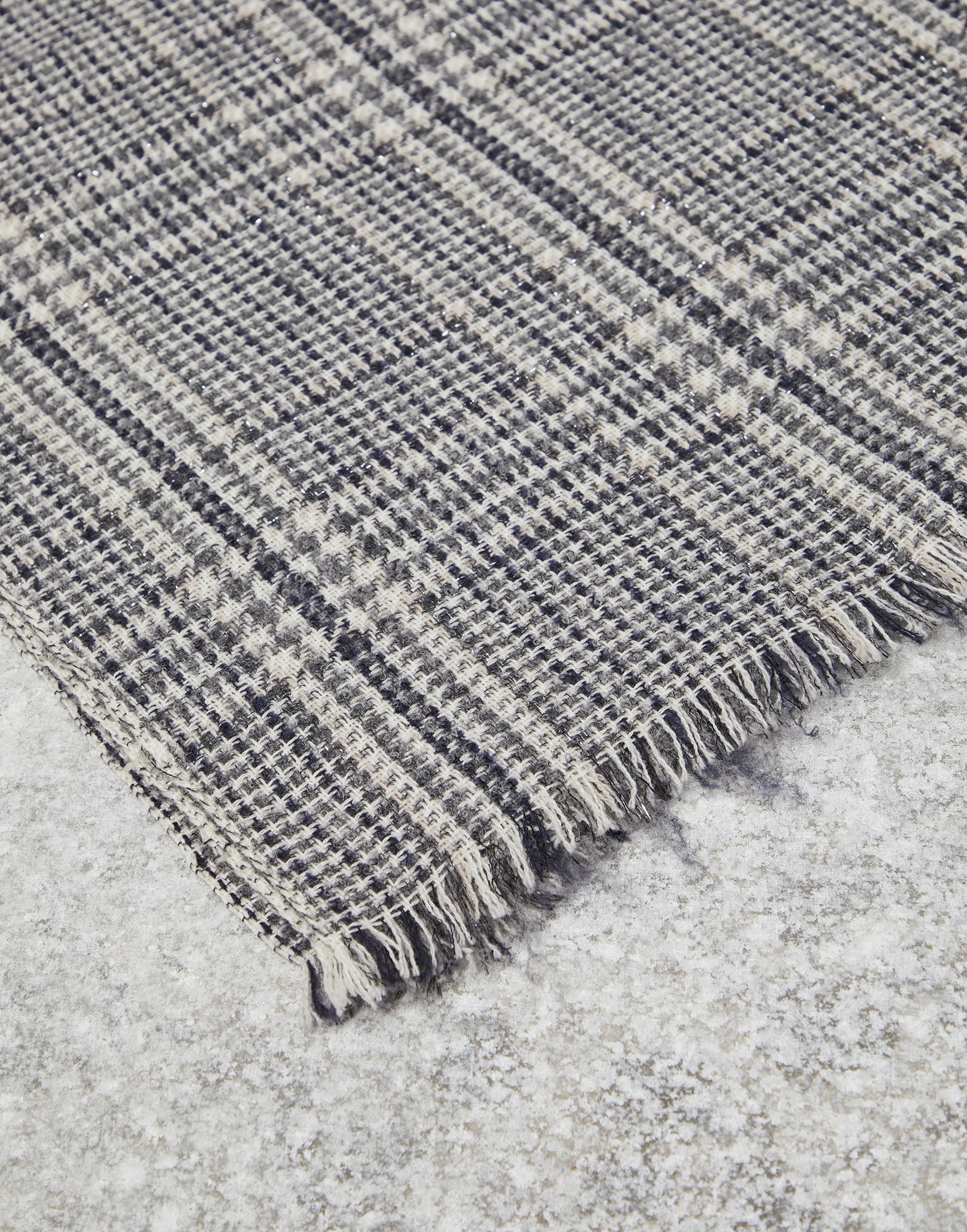 Sparkling Prince of Wales scarf in cashmere, virgin wool and mohair - 2