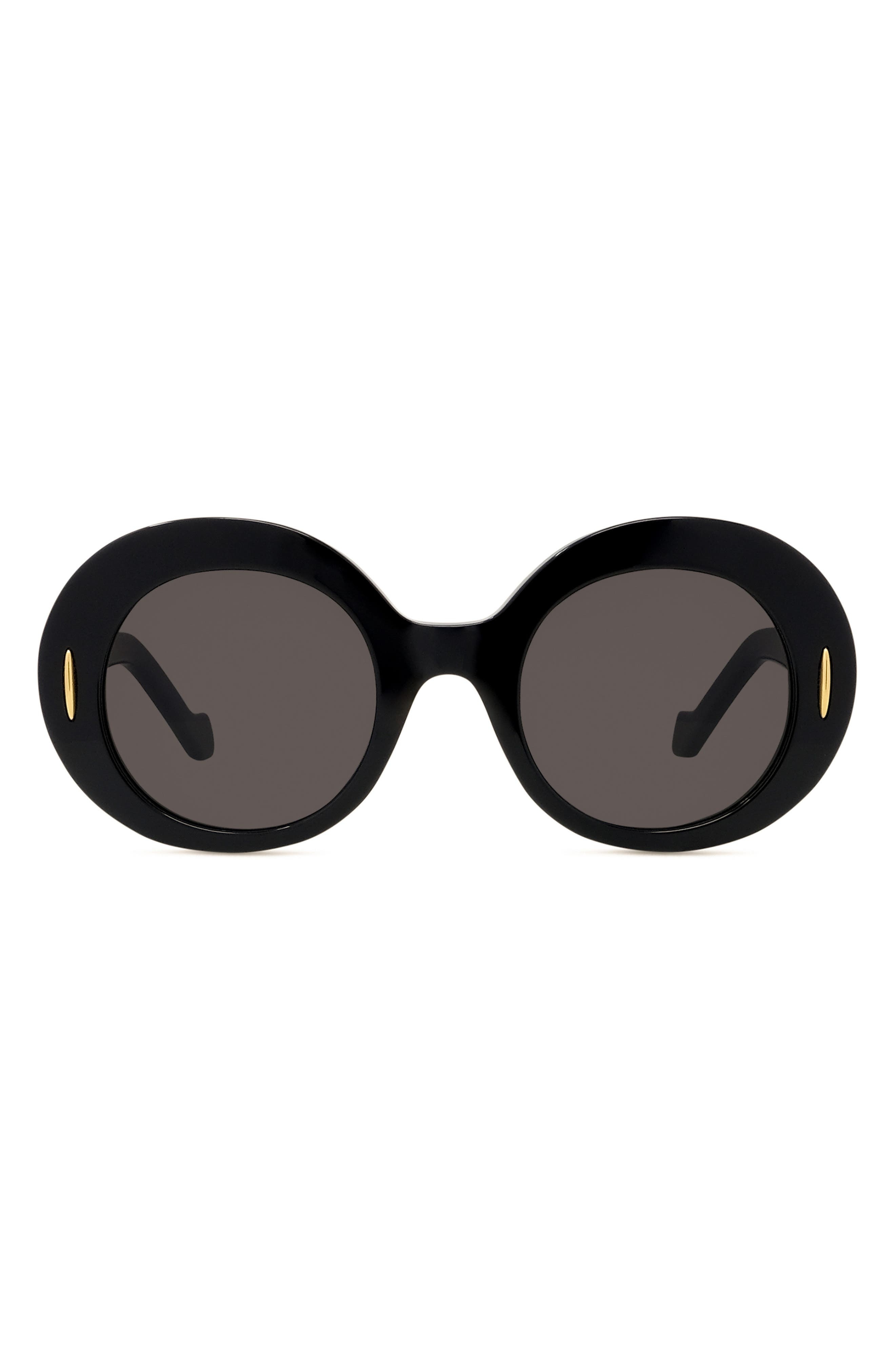 Loewe Anagram 50mm Oval Sunglasses in Shiny Black /Smoke at Nordstrom - 1