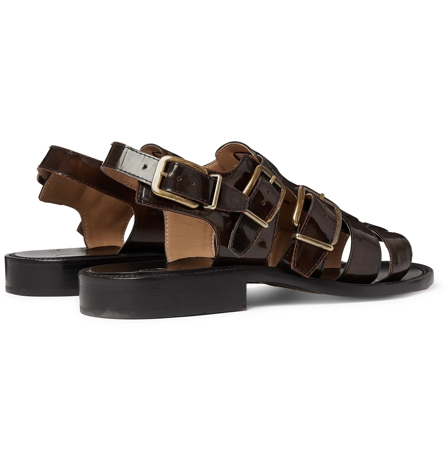 Woven Patent-Leather Sandals - 5