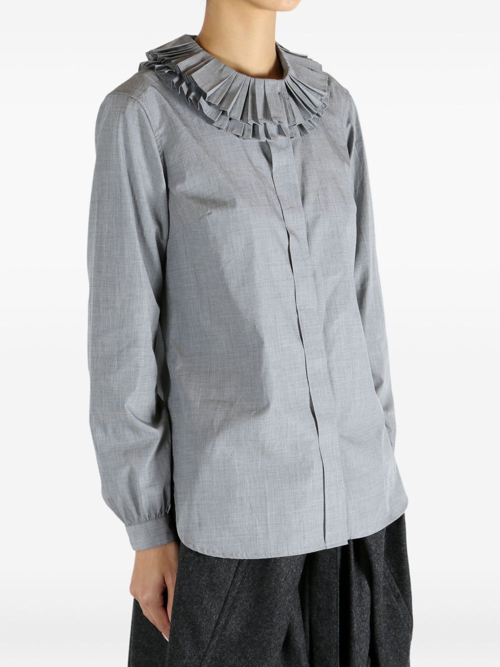 pleated-frills cotton shirt - 3