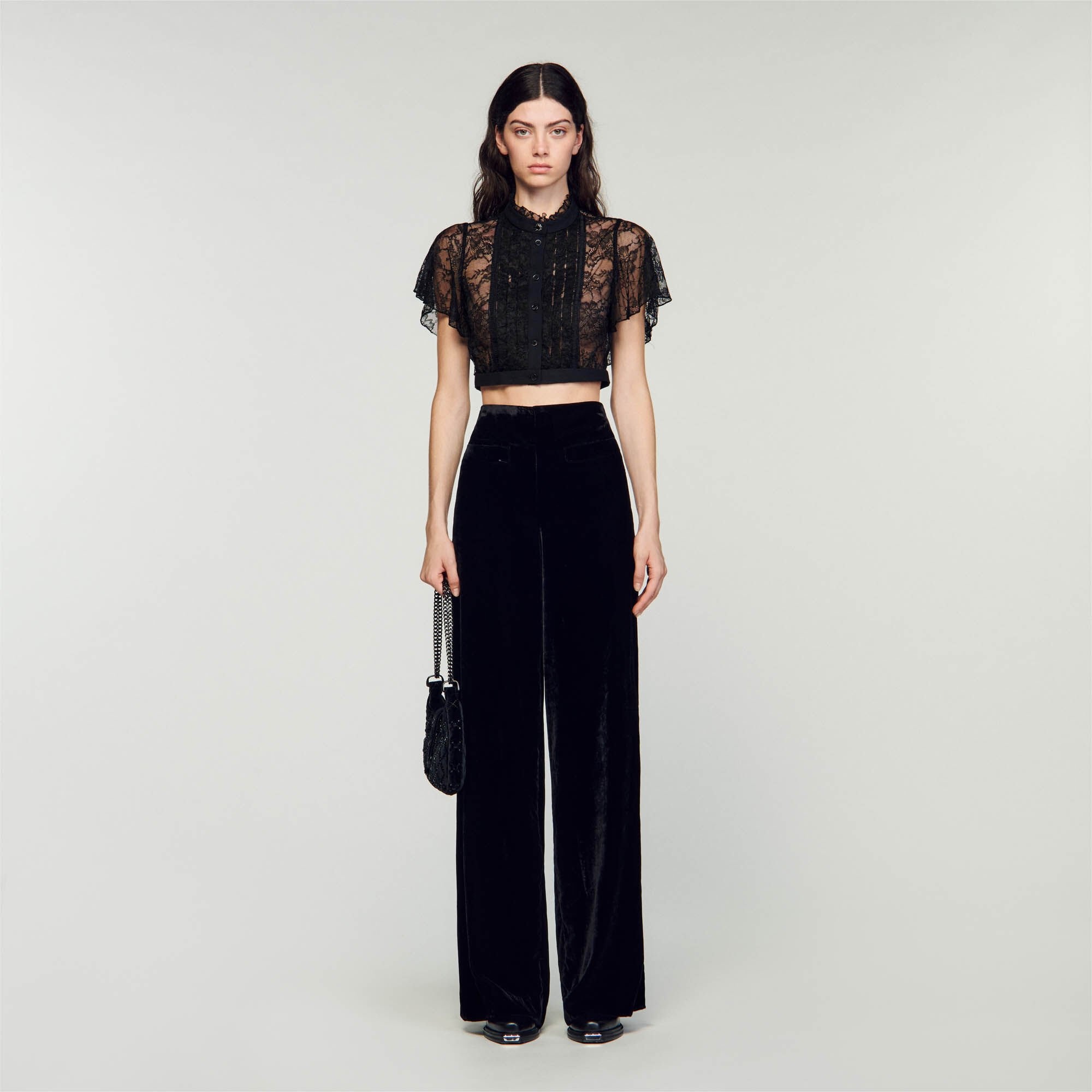 WIDE-LEG VELVET PANTS - 2