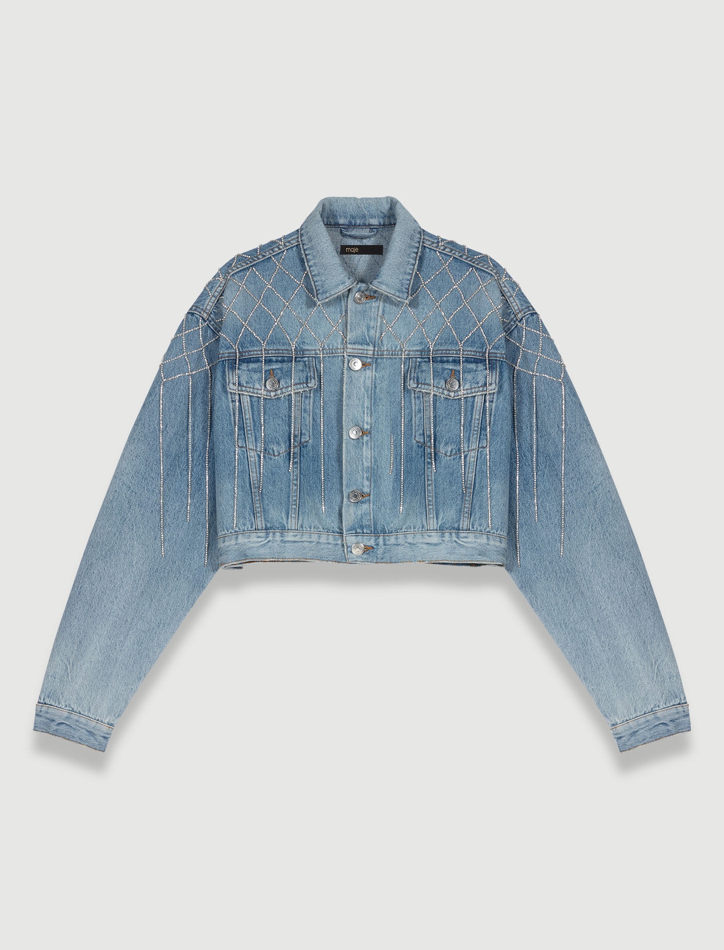 Denim jacket with rhinestones - 1