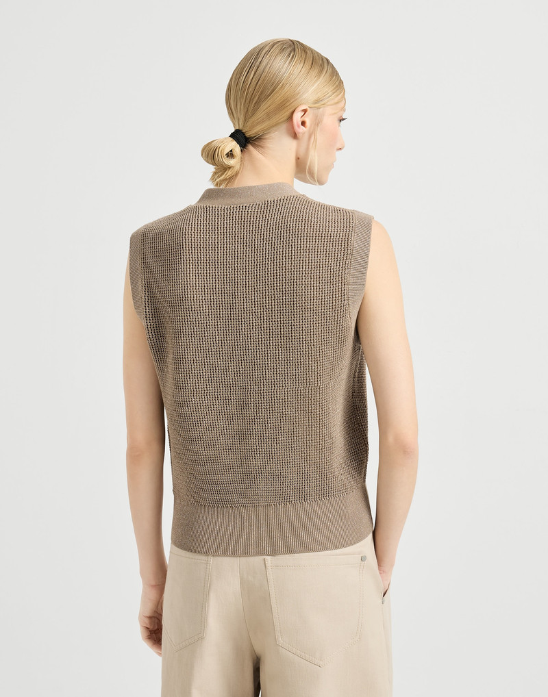 Brunello Cucinelli Sparkling cotton English rib cardigan outlook