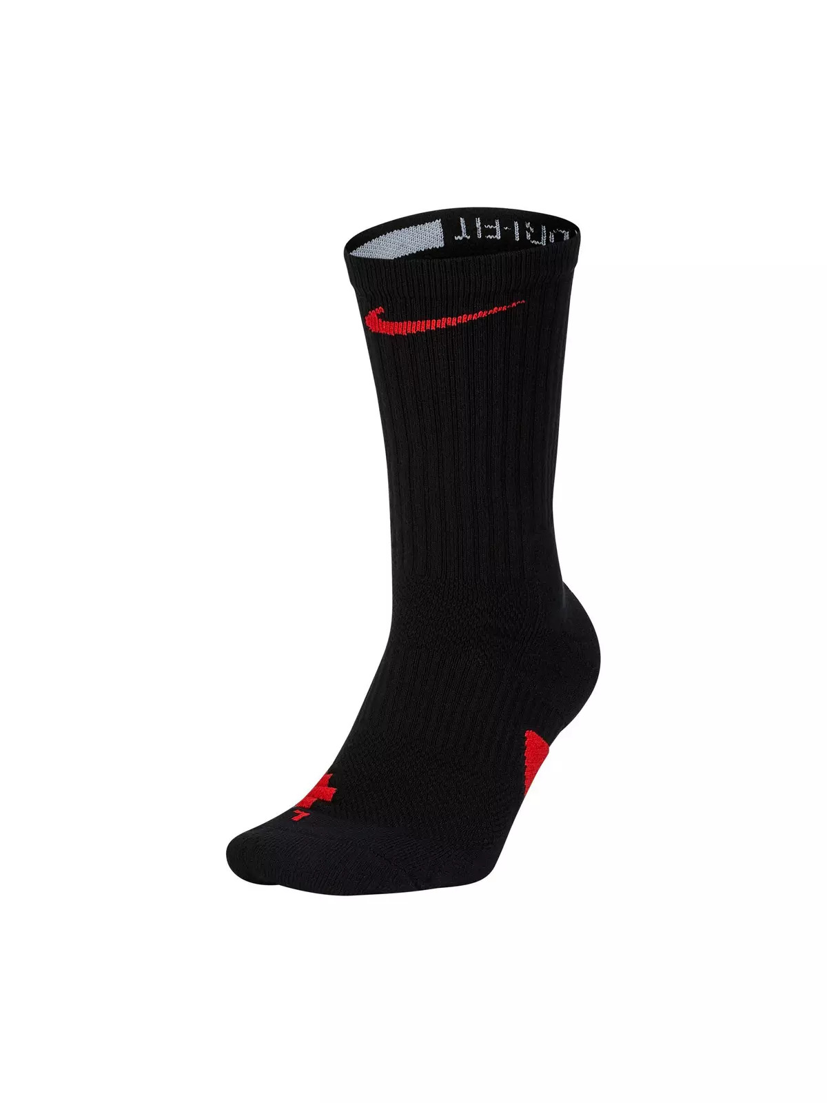 Elite Unisex Crew Basketball Socks - Black/Red - 4