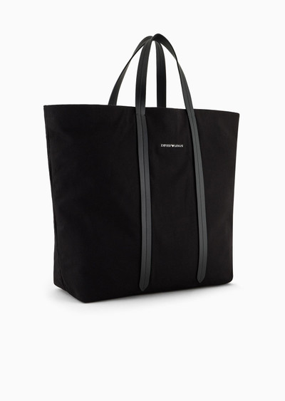 EMPORIO ARMANI Canvas shopper bag with shoulder strap outlook