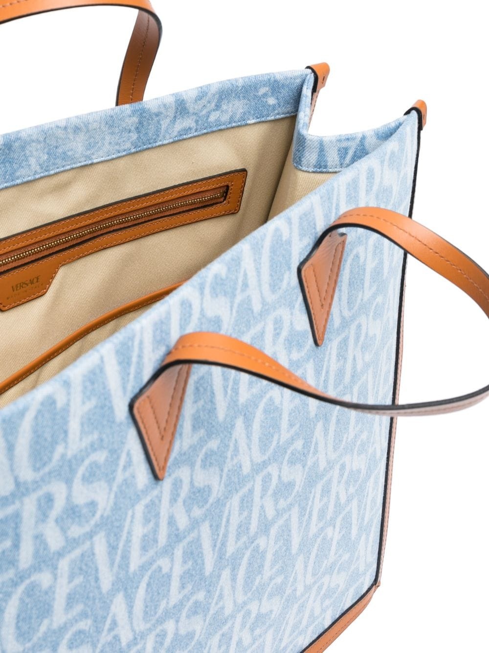 Versace Allover-print denim tote bag - 5