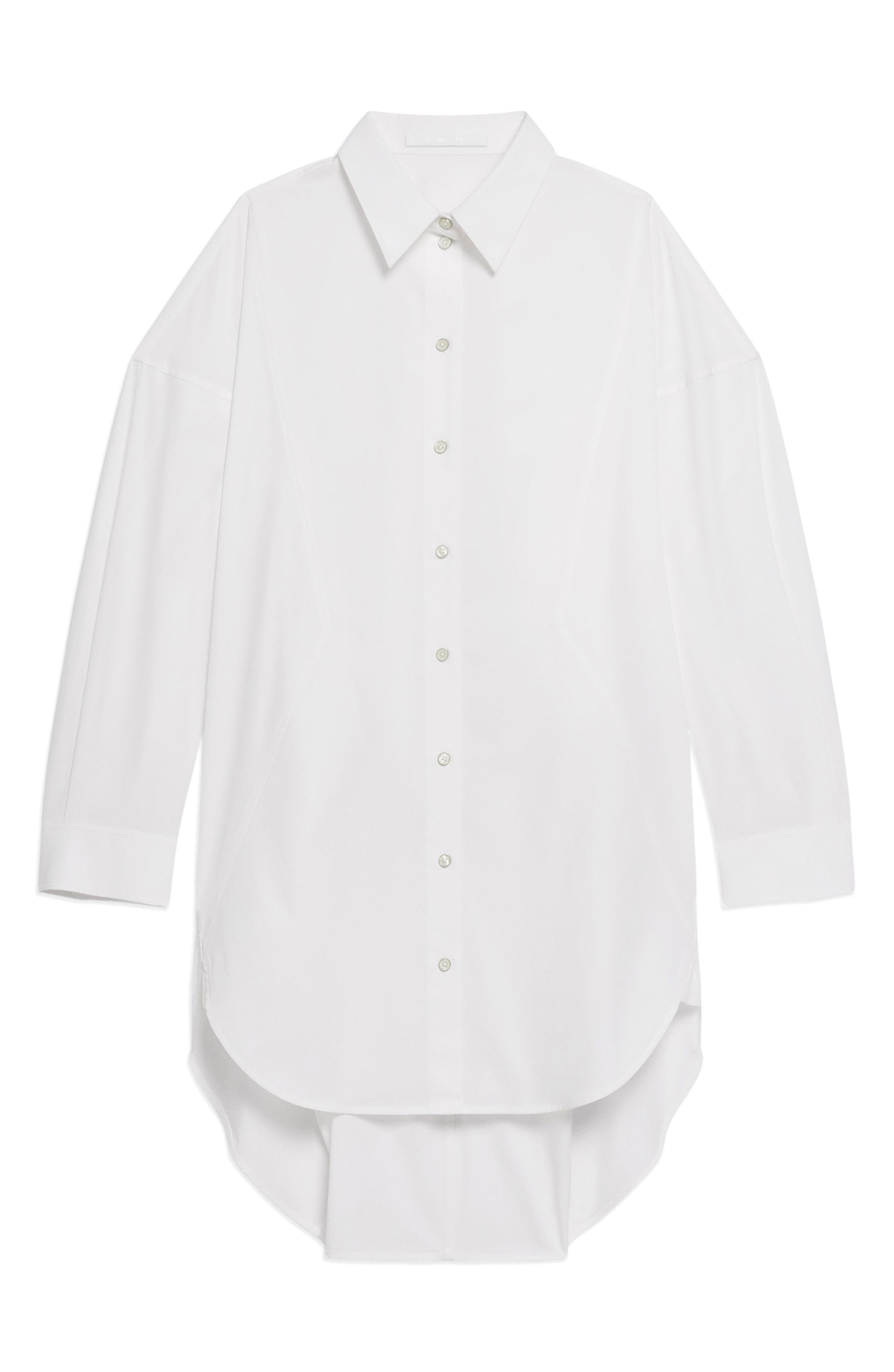 Helmut Lang Long Sleeve Cotton Mini Shirtdress in White - 4