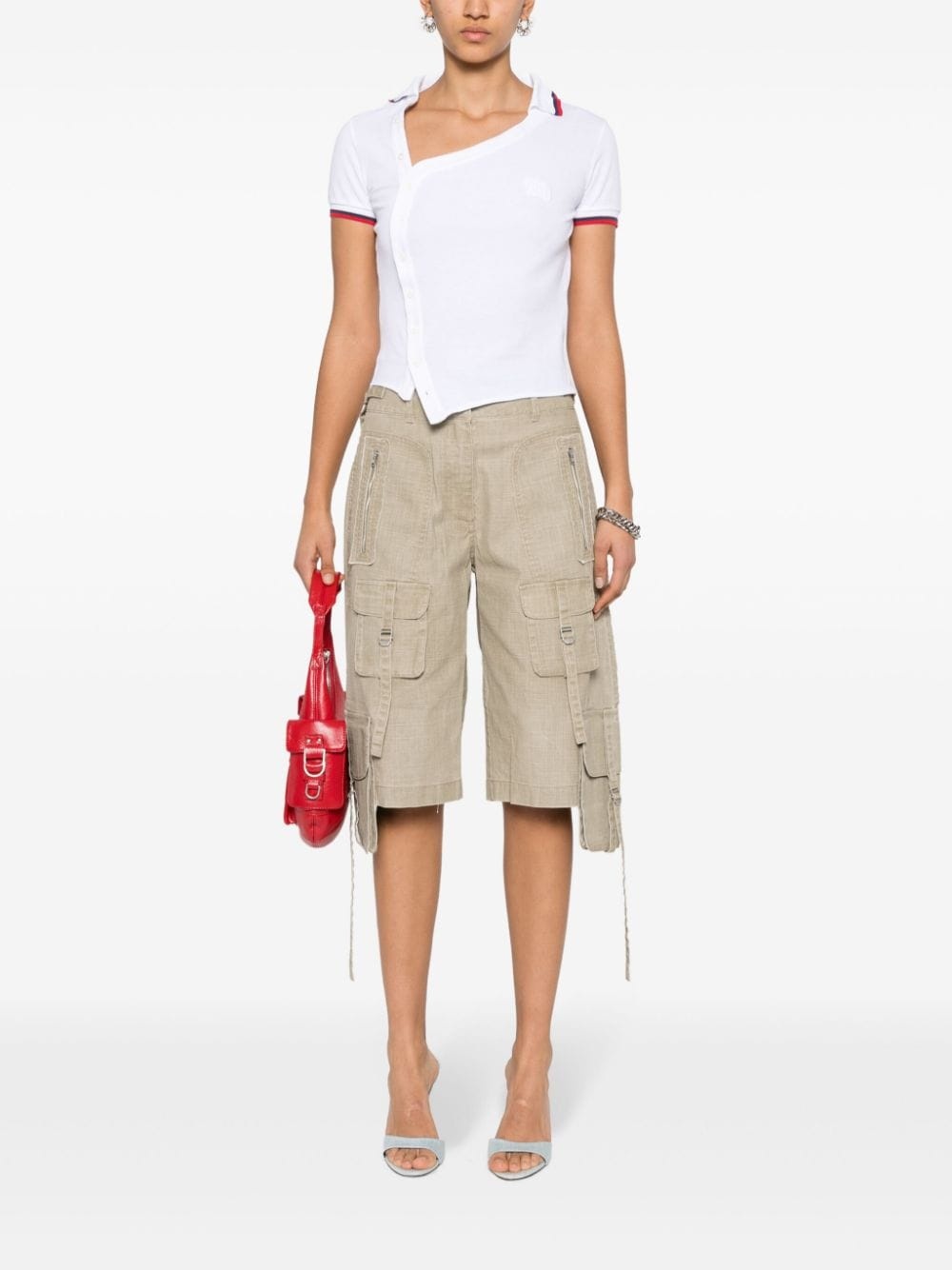 logo-patch asymmetric polo shirt - 2