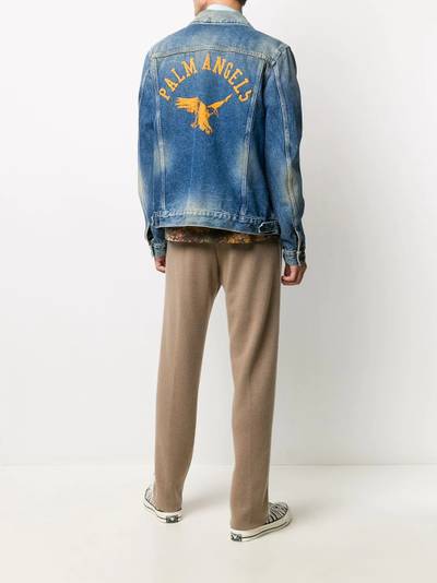 Palm Angels College Eagle print denim jacket outlook