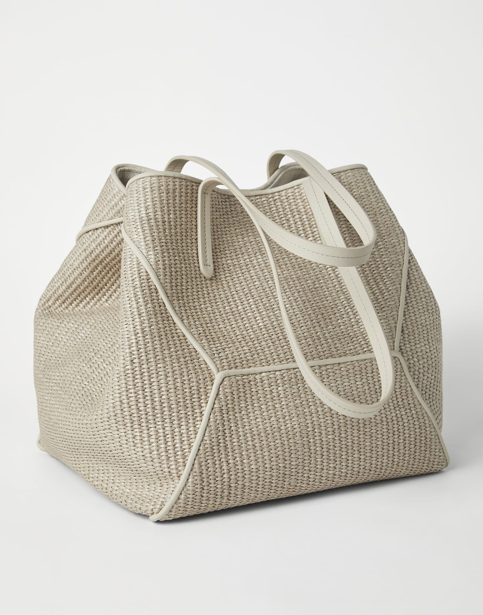 Techno raffia shopper bag with monili - 3