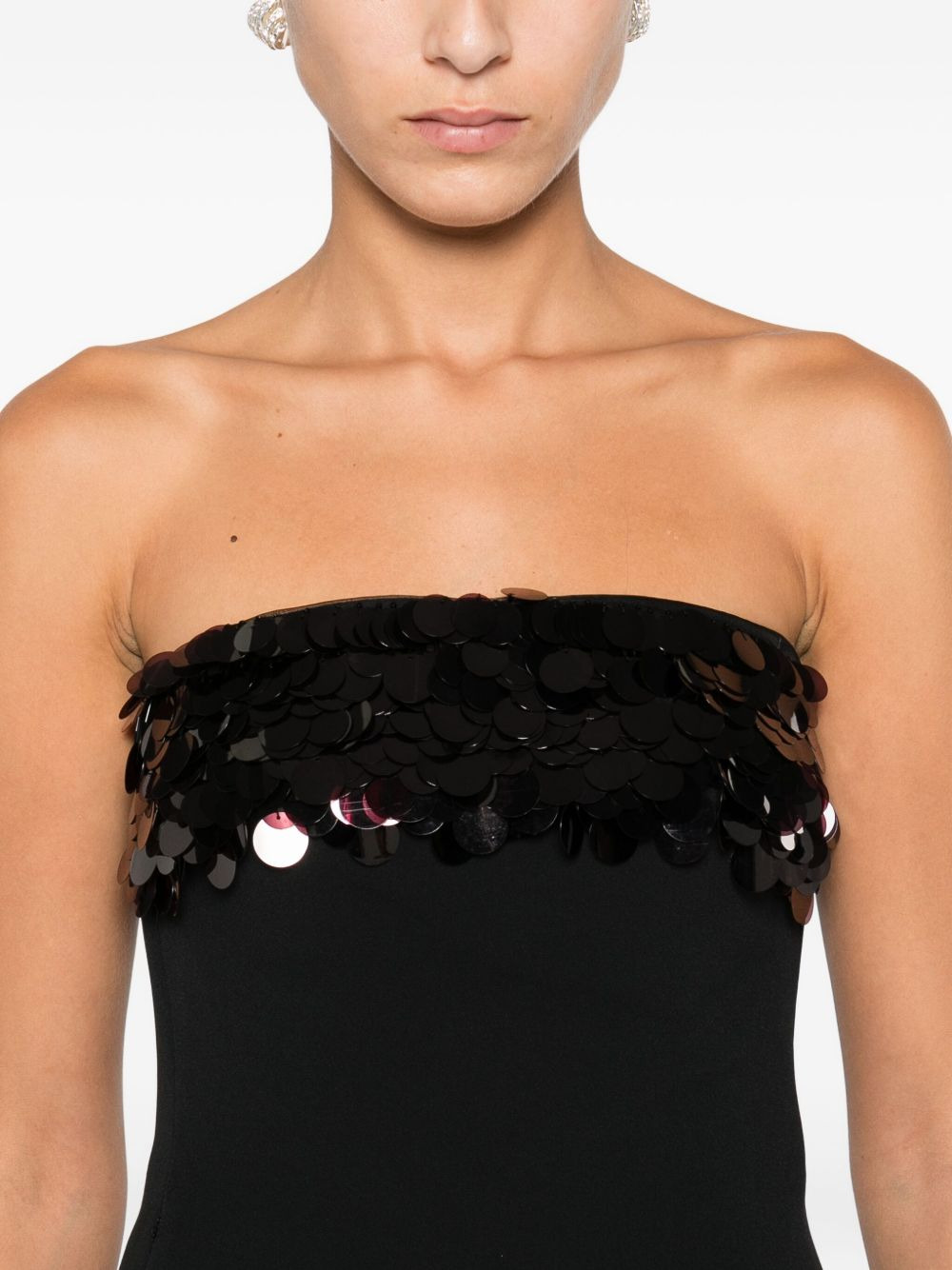 sequin-embellished strapless dress - 5