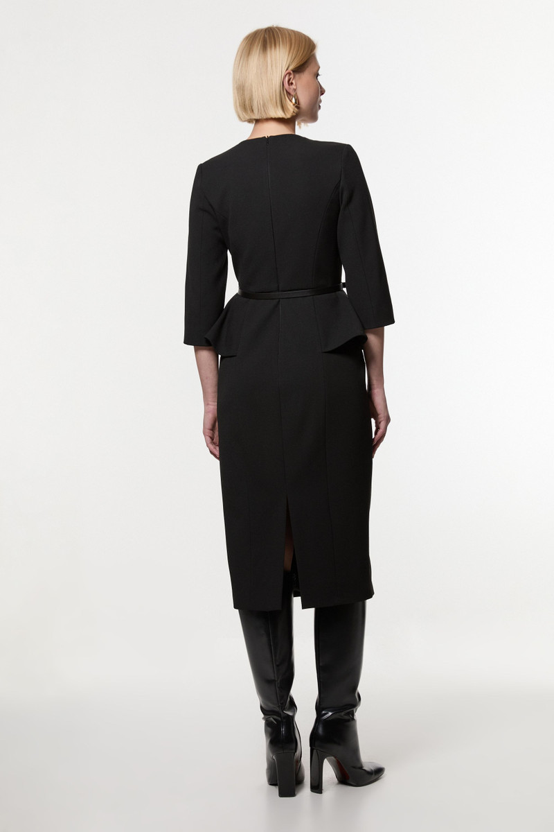 Structured Crepe Long Sleeve Tailored Pencil Midi Dress 5