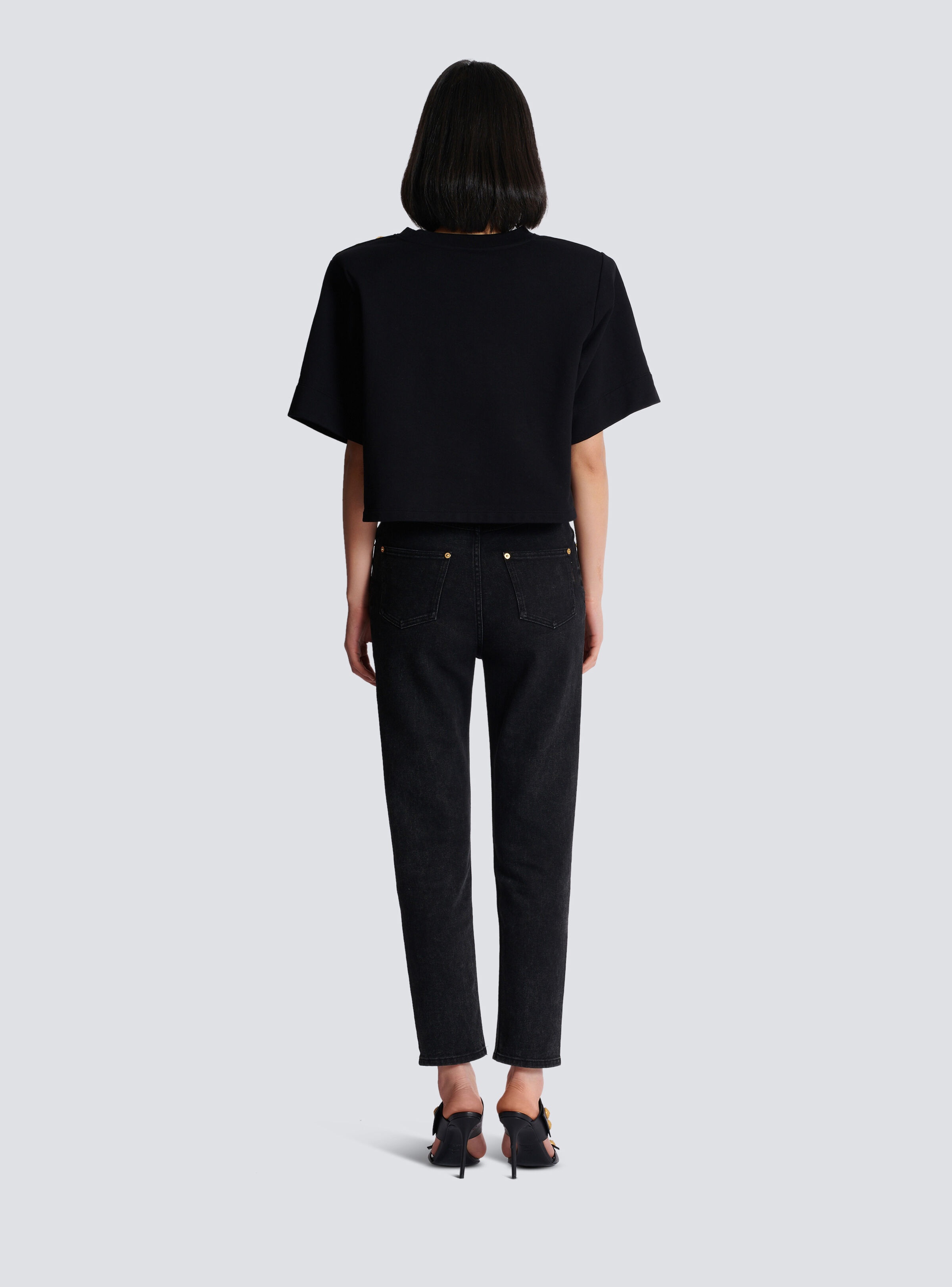 Cropped sweatshirt with buttons - 4