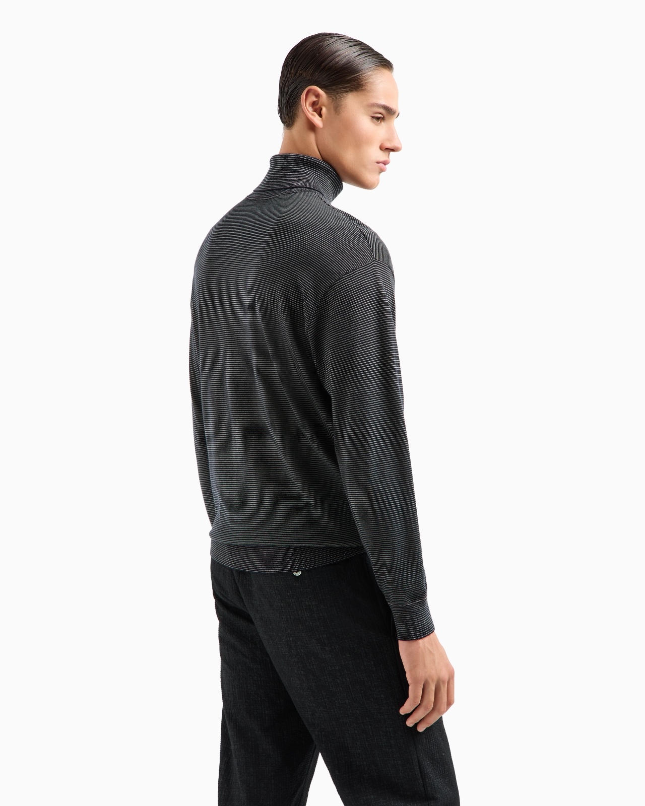 ASV JACQUARD MICRO-STRIPED WOOL AND LYOCELL BLEND ROLLNECK JUMPER - 3