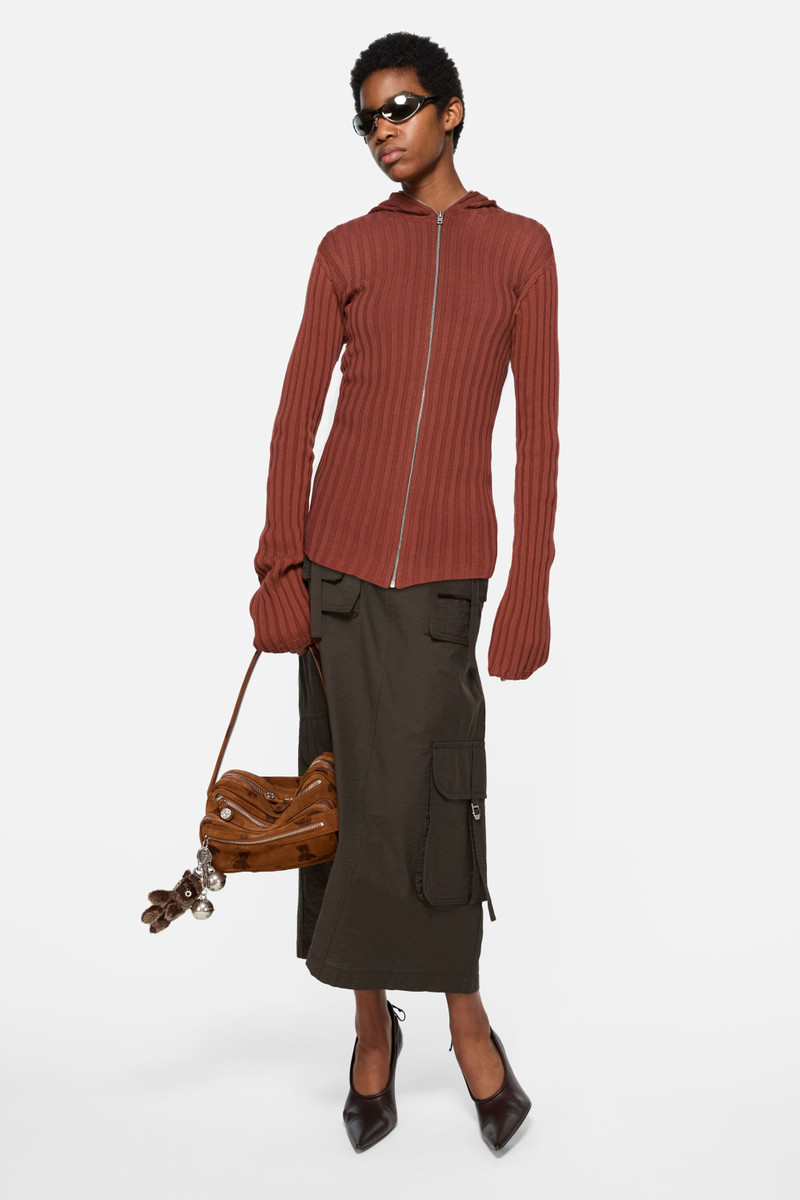 Acne Studios Zip-up hooded cardigan - Terracotta red outlook