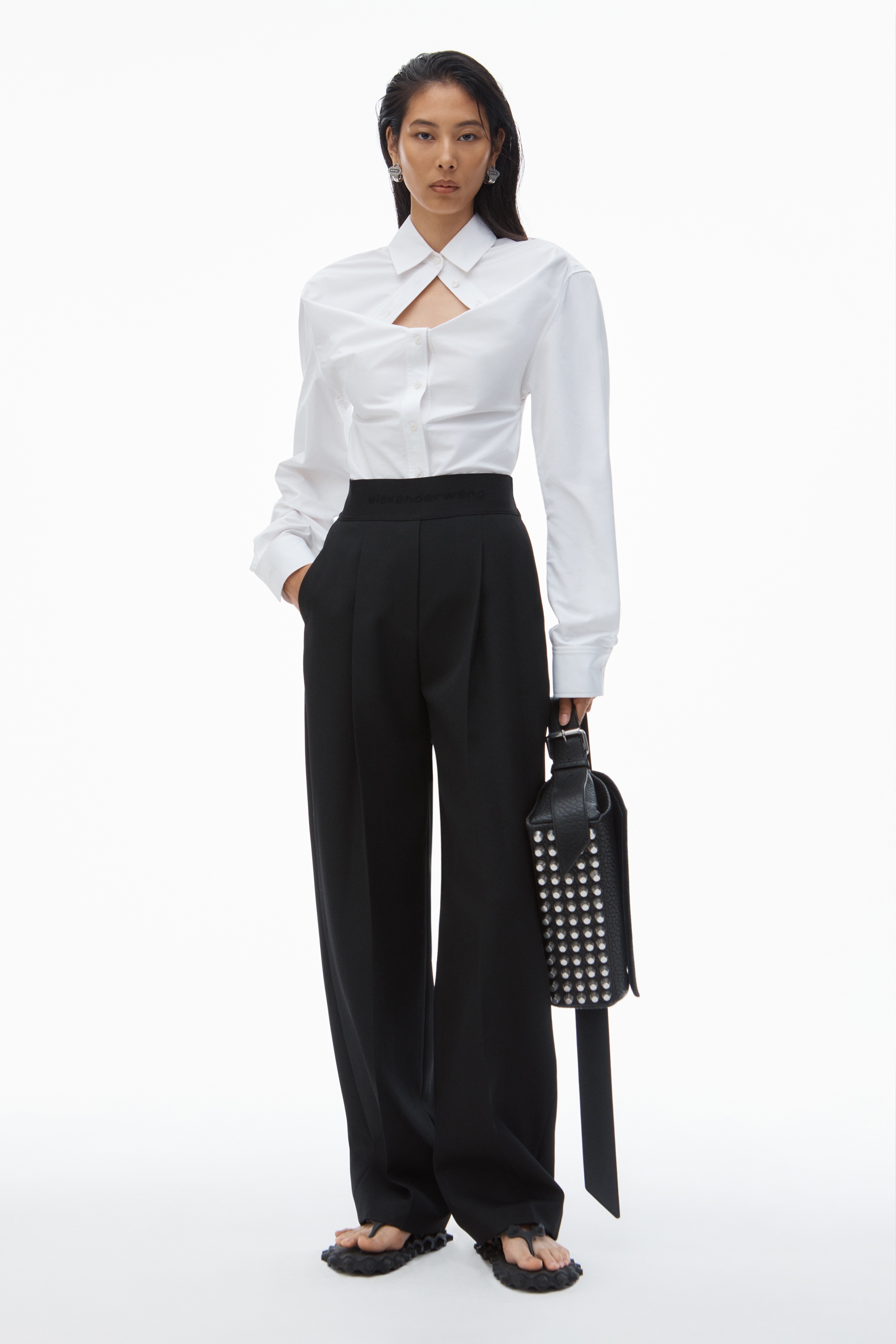high waisted trouser with logo waistband - 2
