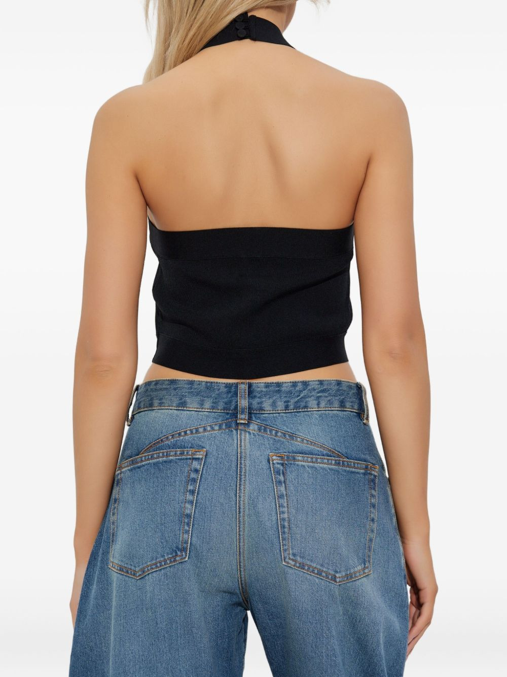 cross-neck ribbed top - 4