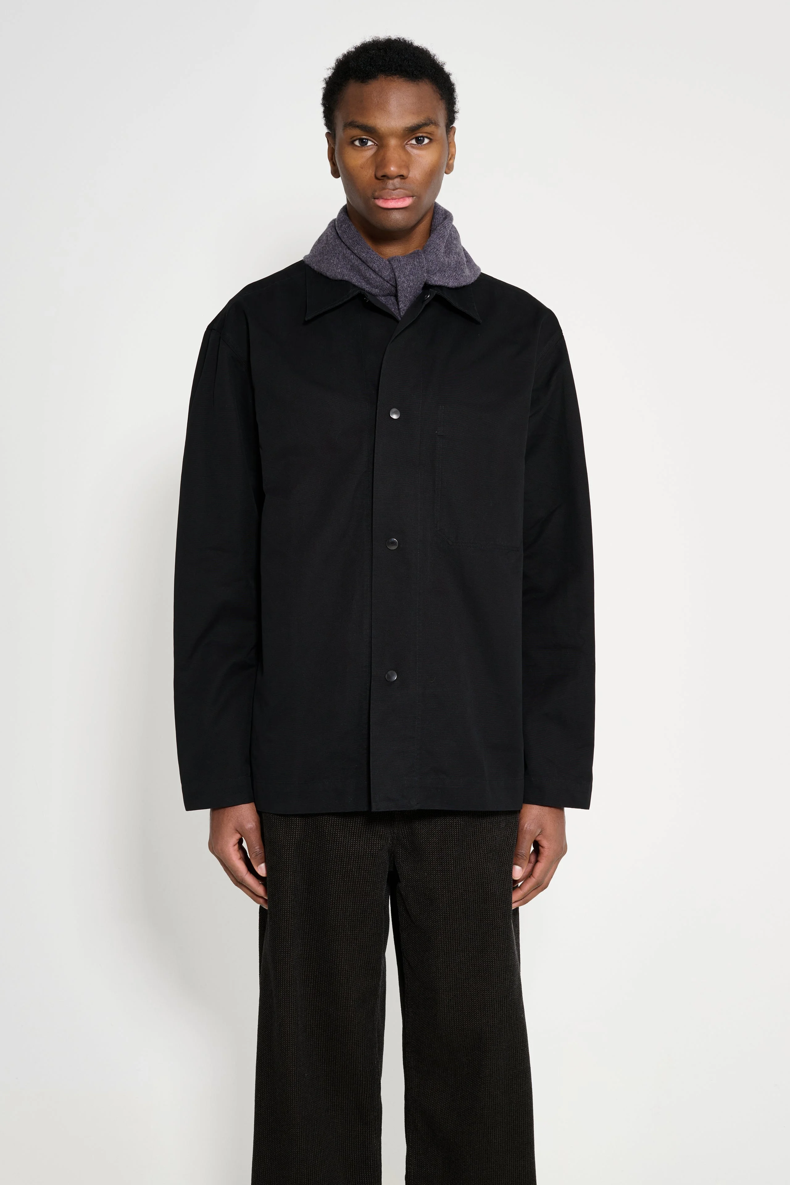 MARGARET HOWELL MHL CHORE SHIRT DOUBLE TWISTED COTTON CANVAS BLACK - 1