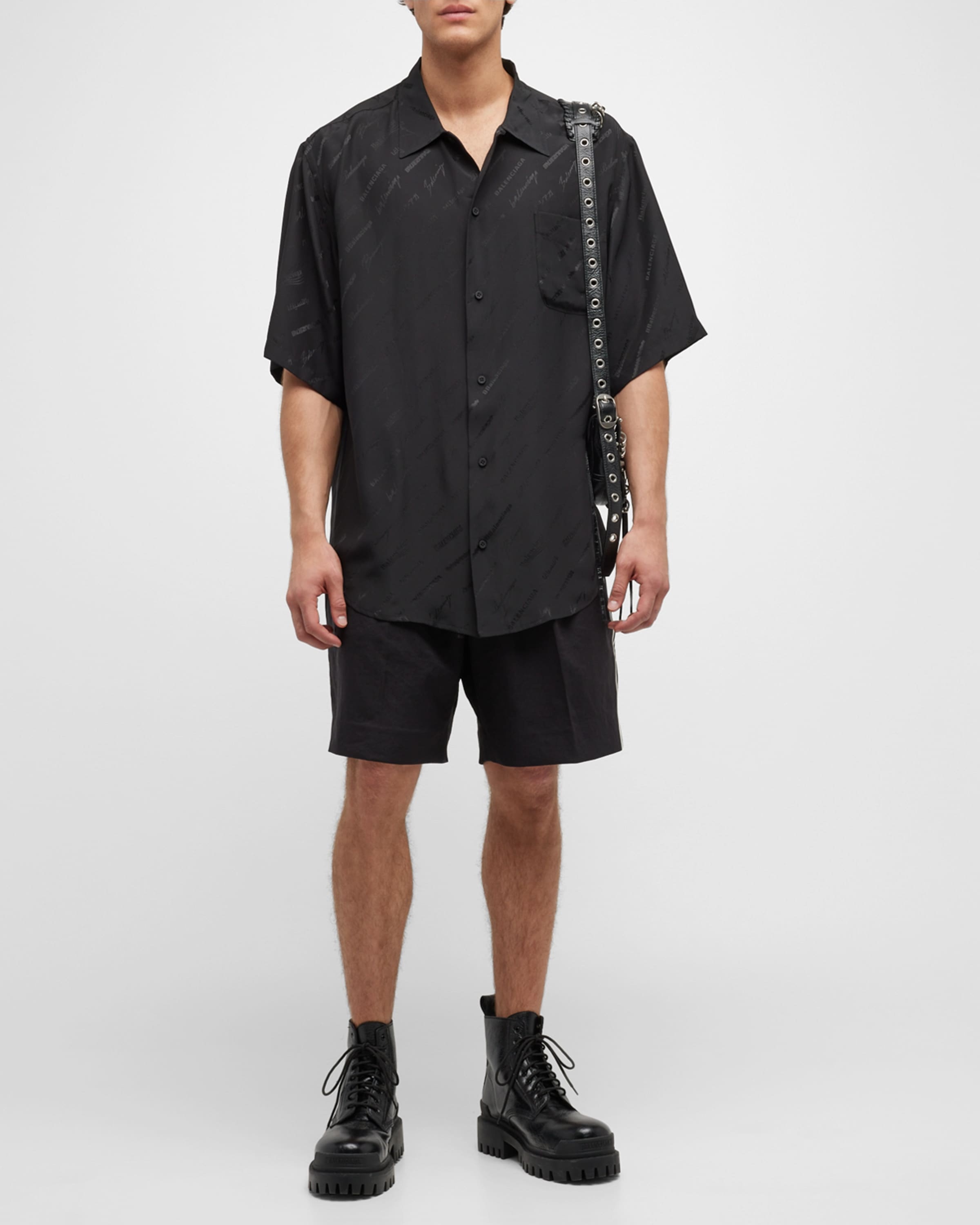 Men's Logomania All Over Minimal Short Sleeve Shirt Large Fit - 4