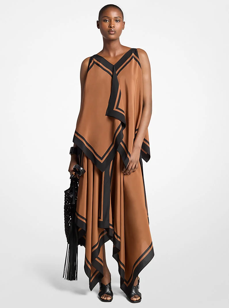 Silk Crepe De Chine Scarf Top - 1