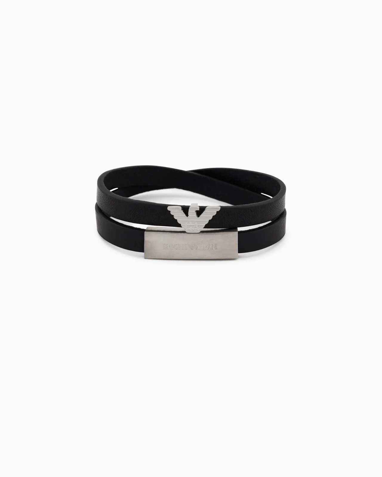 SILVER-TONE LEATHER ID BRACELET - 1