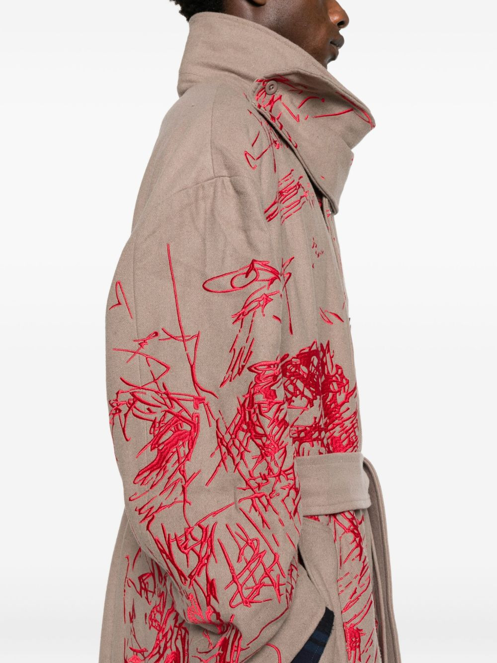 belted printed coat - 5