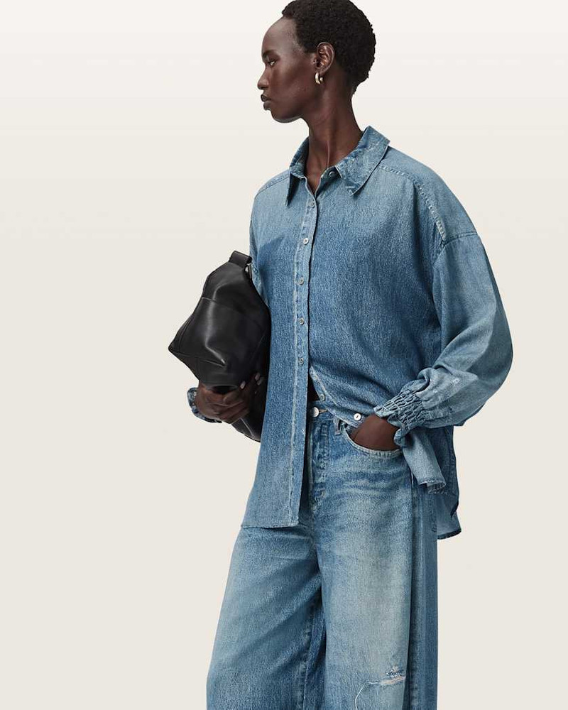 ALLSAINTS CHARLI ILLUSION OF DENIM LONG SLEEVE SHIRT outlook