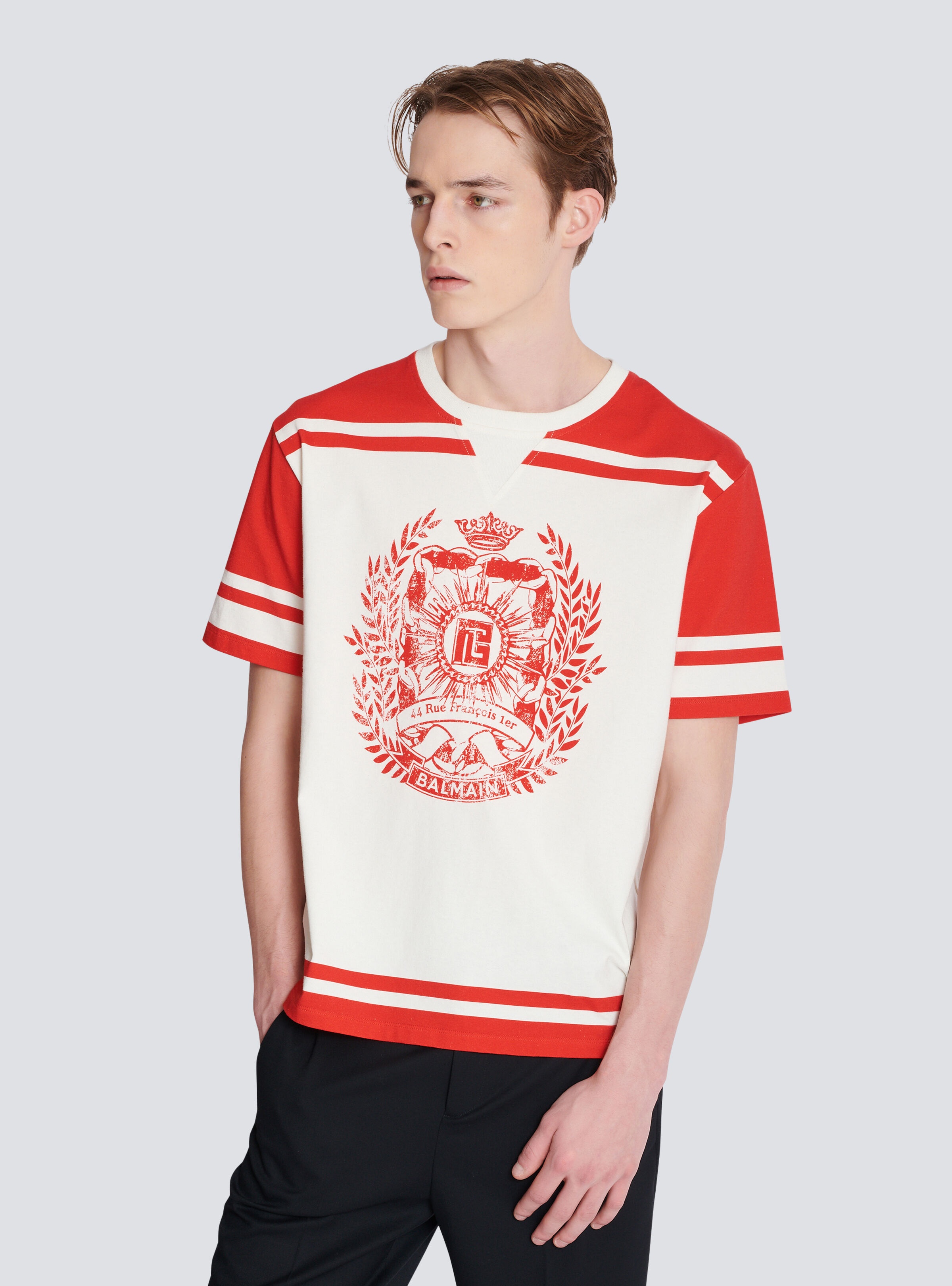 Varsity T-shirt with Balmain Écusson print - 6