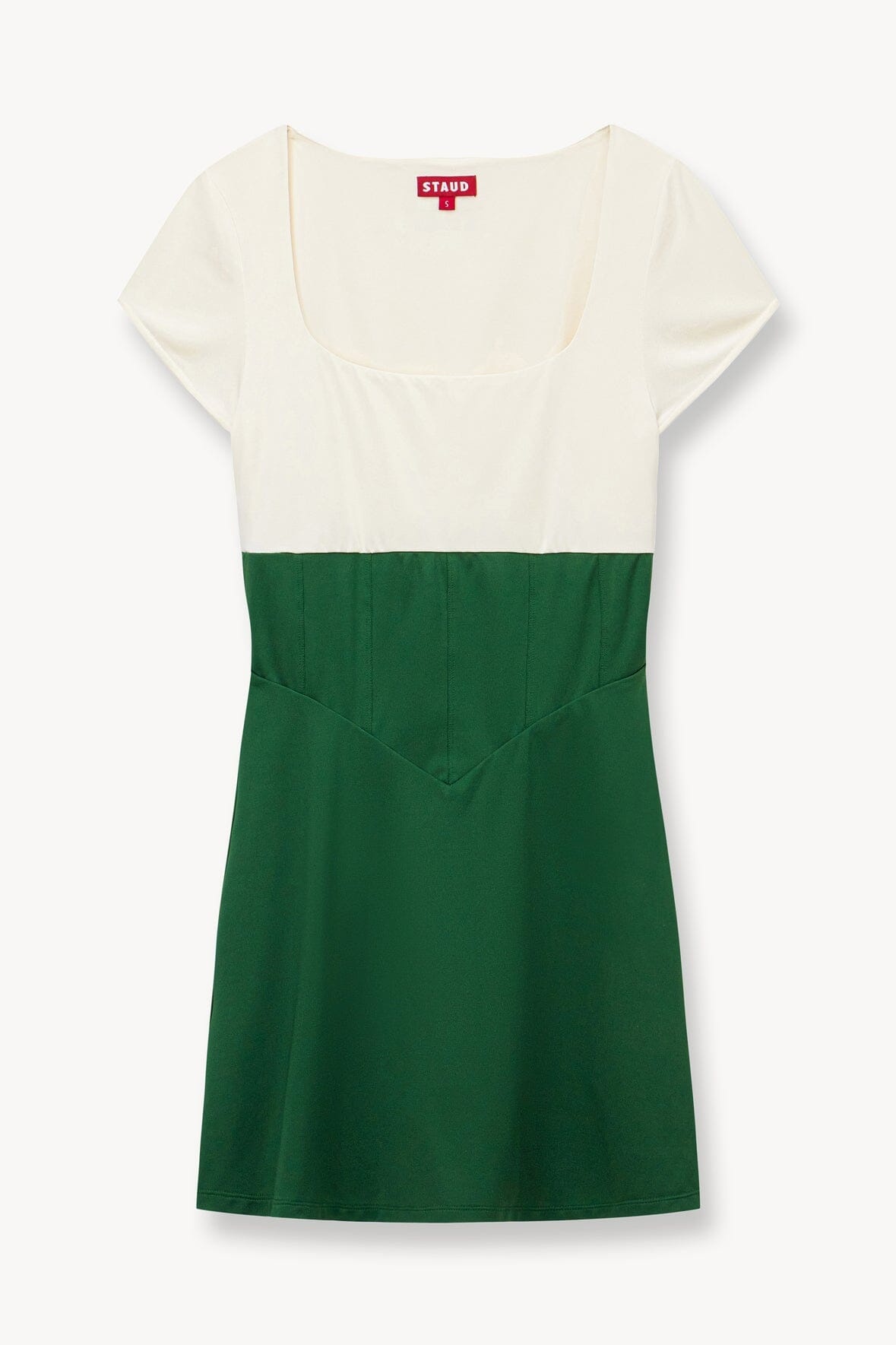 STAUD BACKSPIN DRESS COURT GREEN IVORY - 1