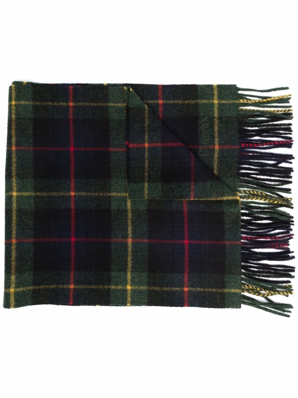 tartan-print fringed-edge scarf - 1