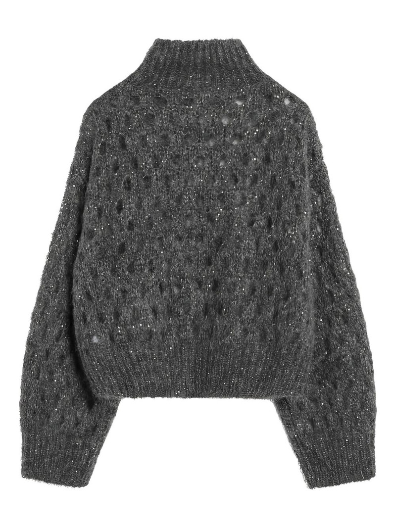 Brunello Cucinelli open-knit turtleneck sweater outlook