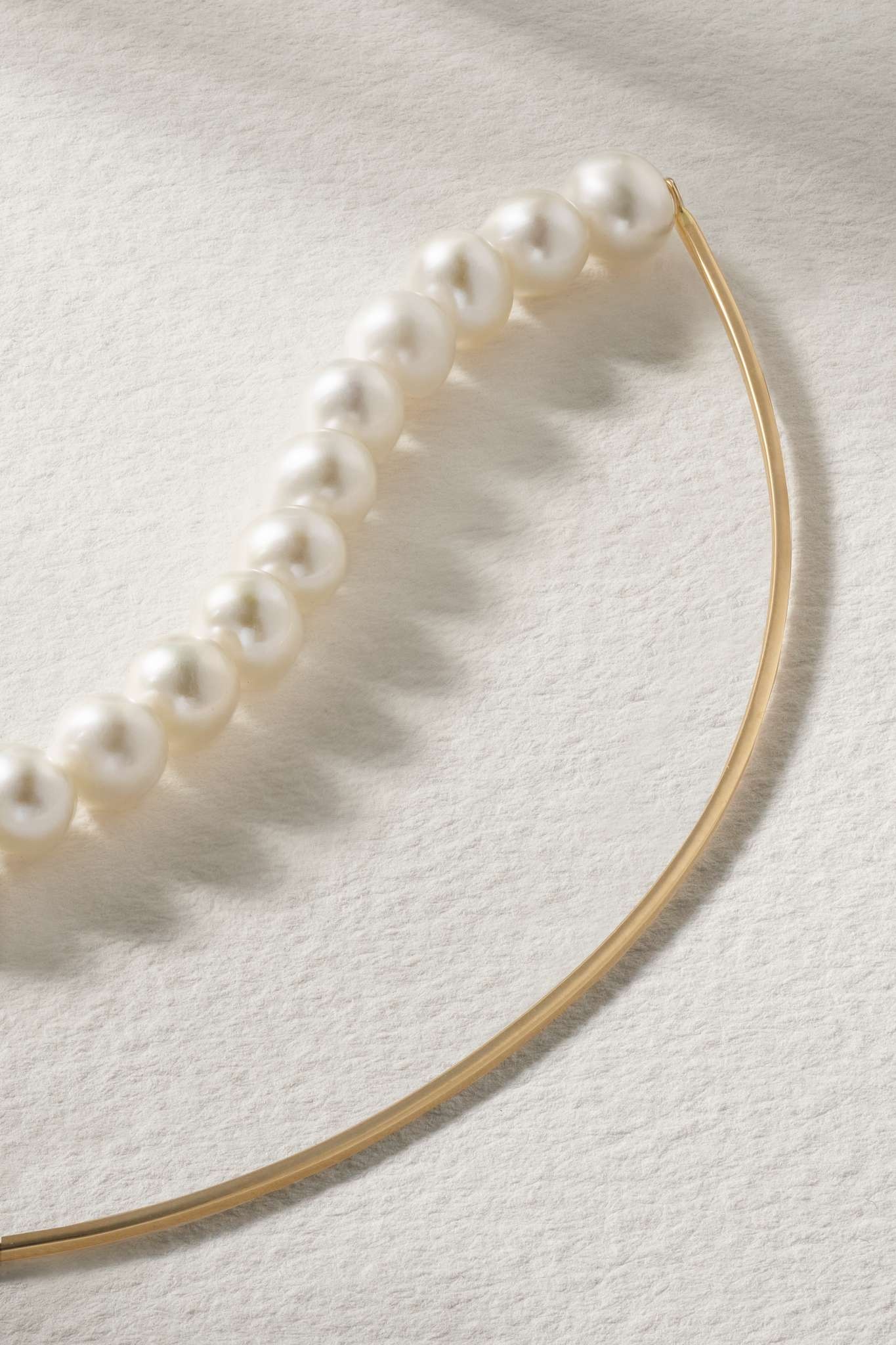 14-karat gold pearl choker - 4